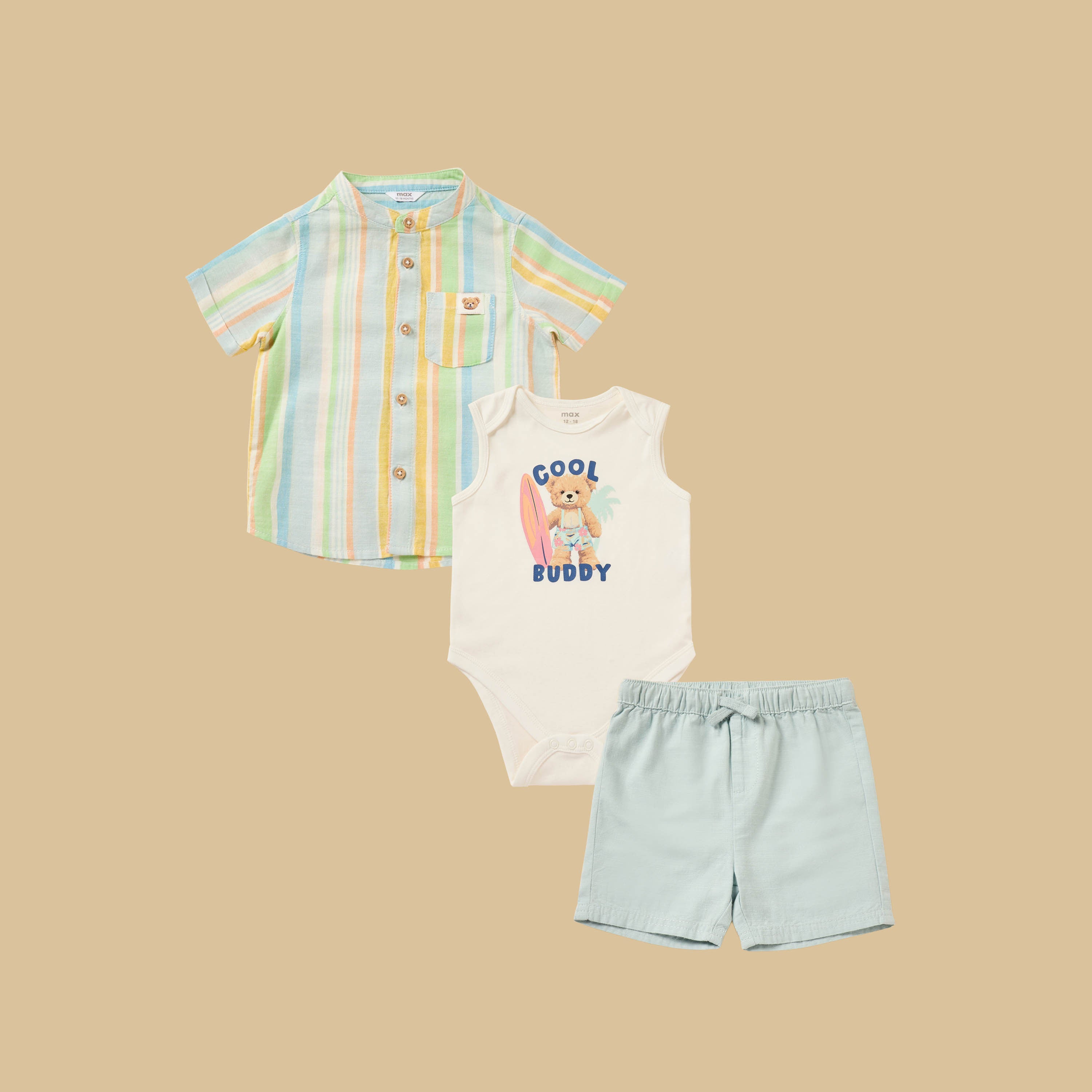 Striped Shirt with Bodysuit and Shorts