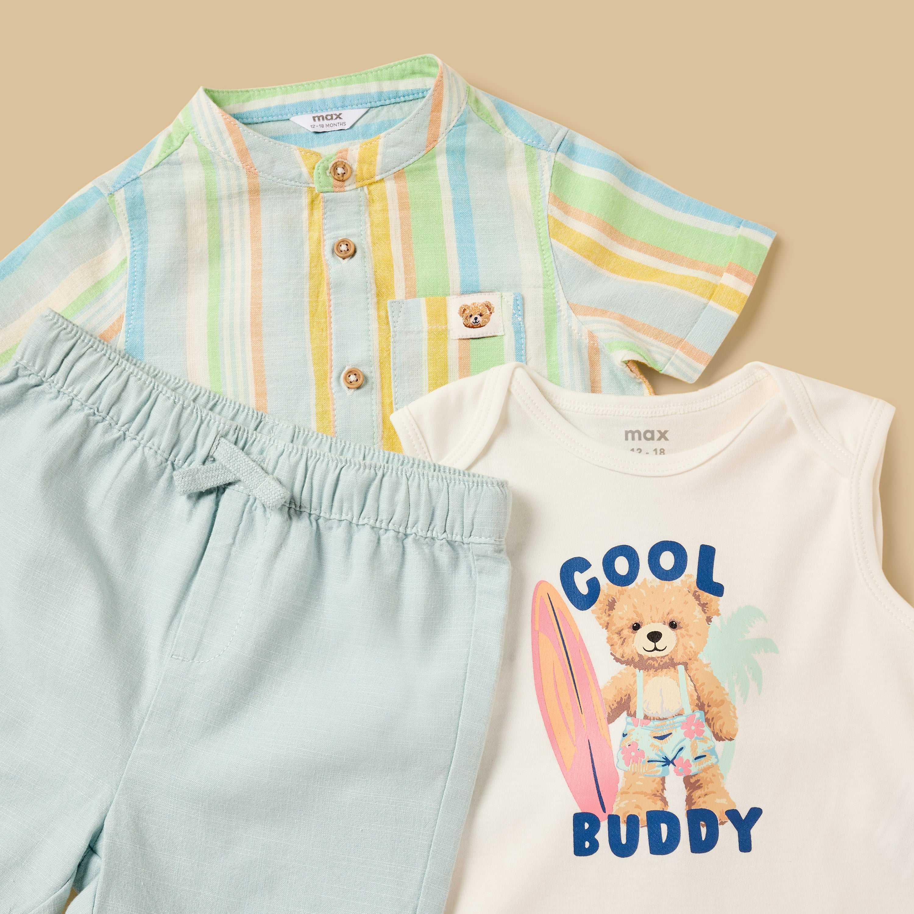 Striped Shirt with Bodysuit and Shorts