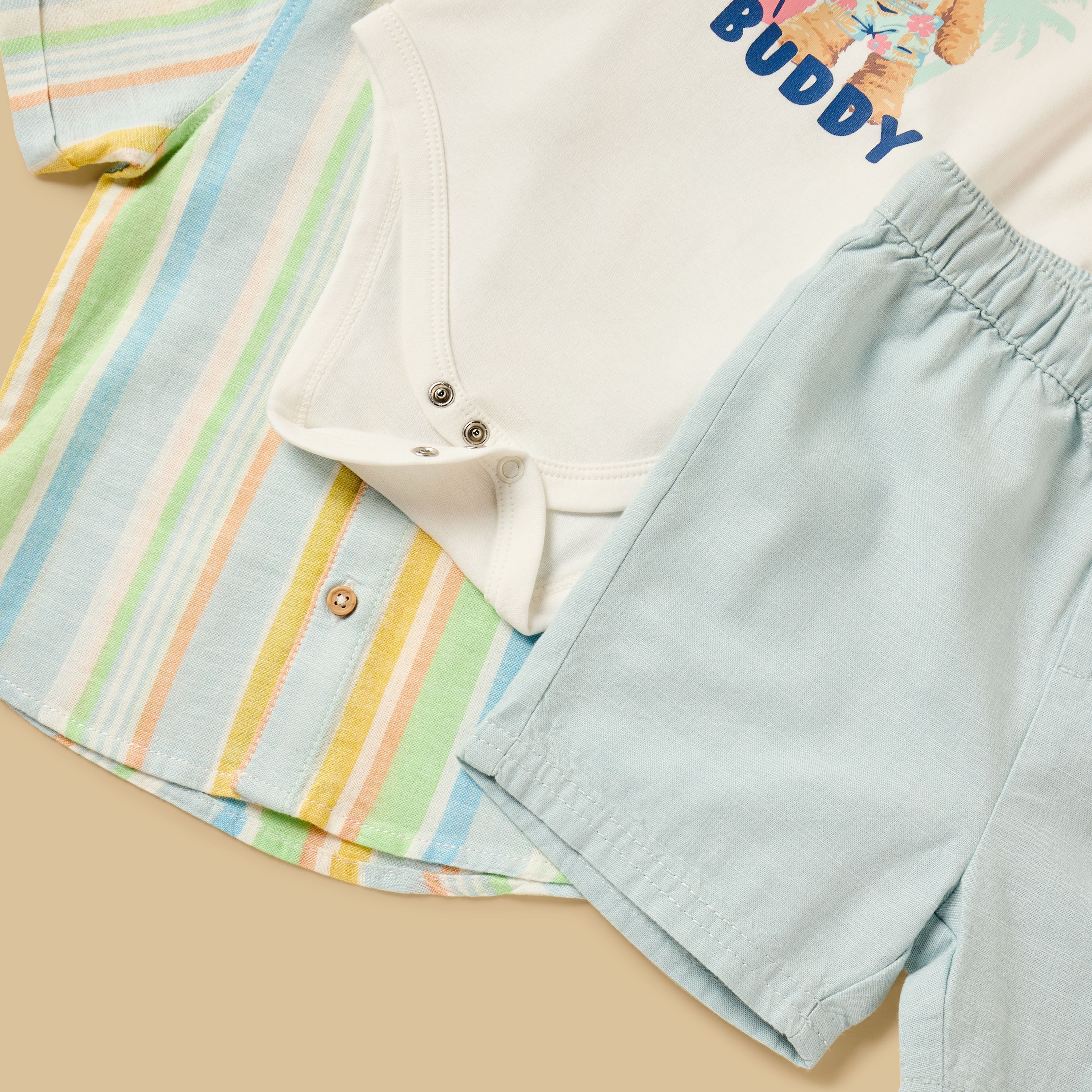 Striped Shirt with Bodysuit and Shorts