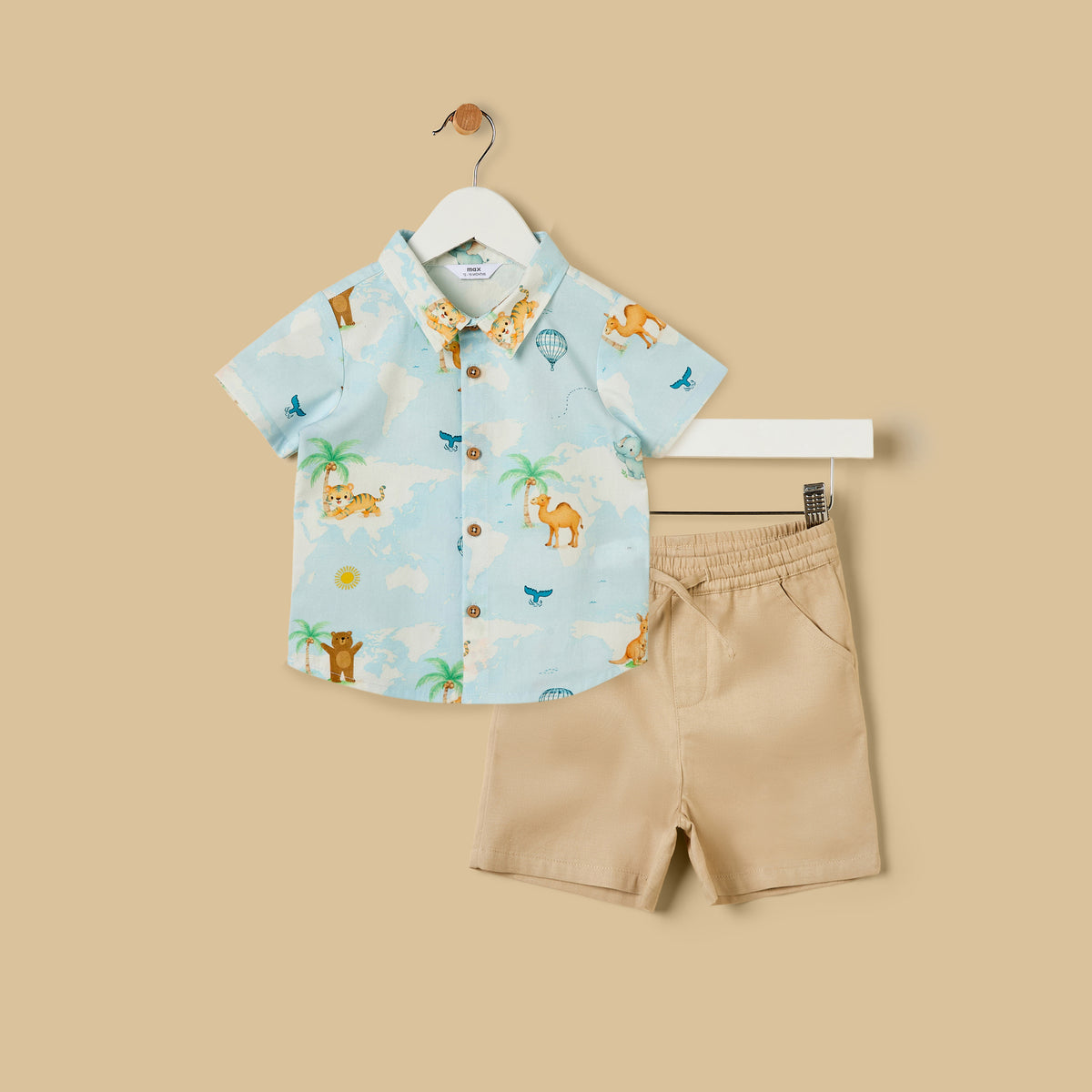 Graphic Print Cotton Shirt and Shorts Set