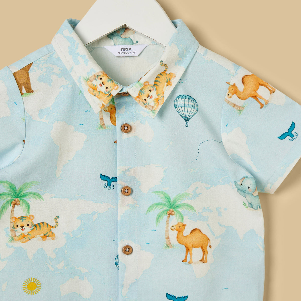 Graphic Print Cotton Shirt and Shorts Set