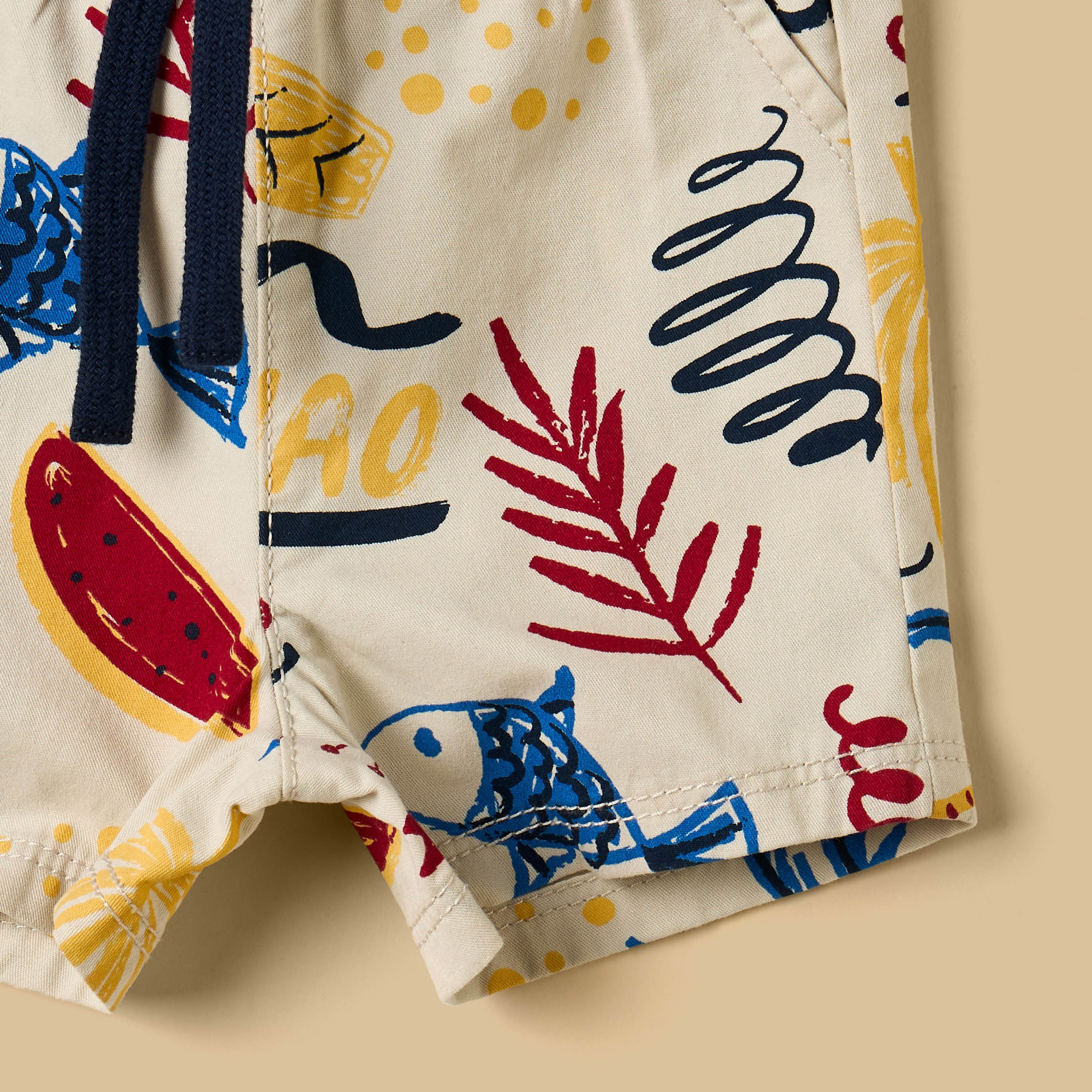 Printed Cotton T-shirt with Shorts and Cap