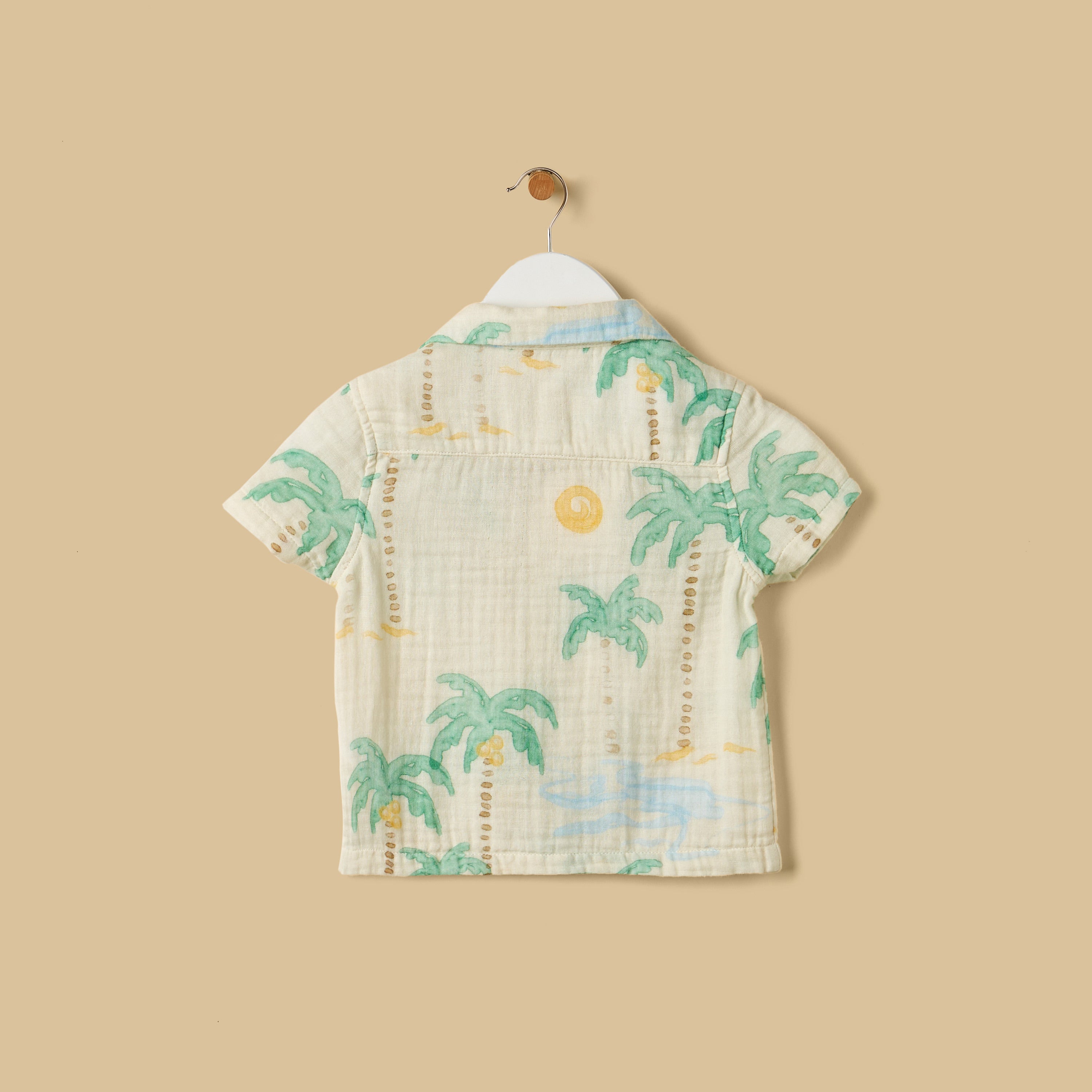 Palm Tree Print Cotton Shirt