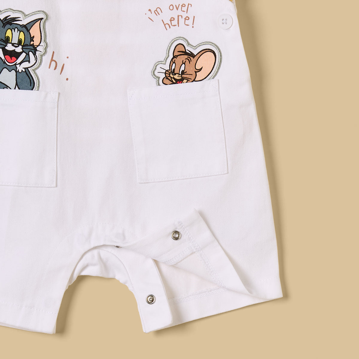 Tom and Jerry Print Cotton Dungaree and T-shirt Set