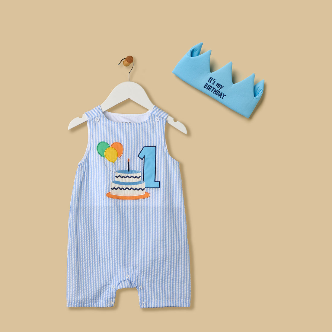 Birthday Embroidered Romper with Crown