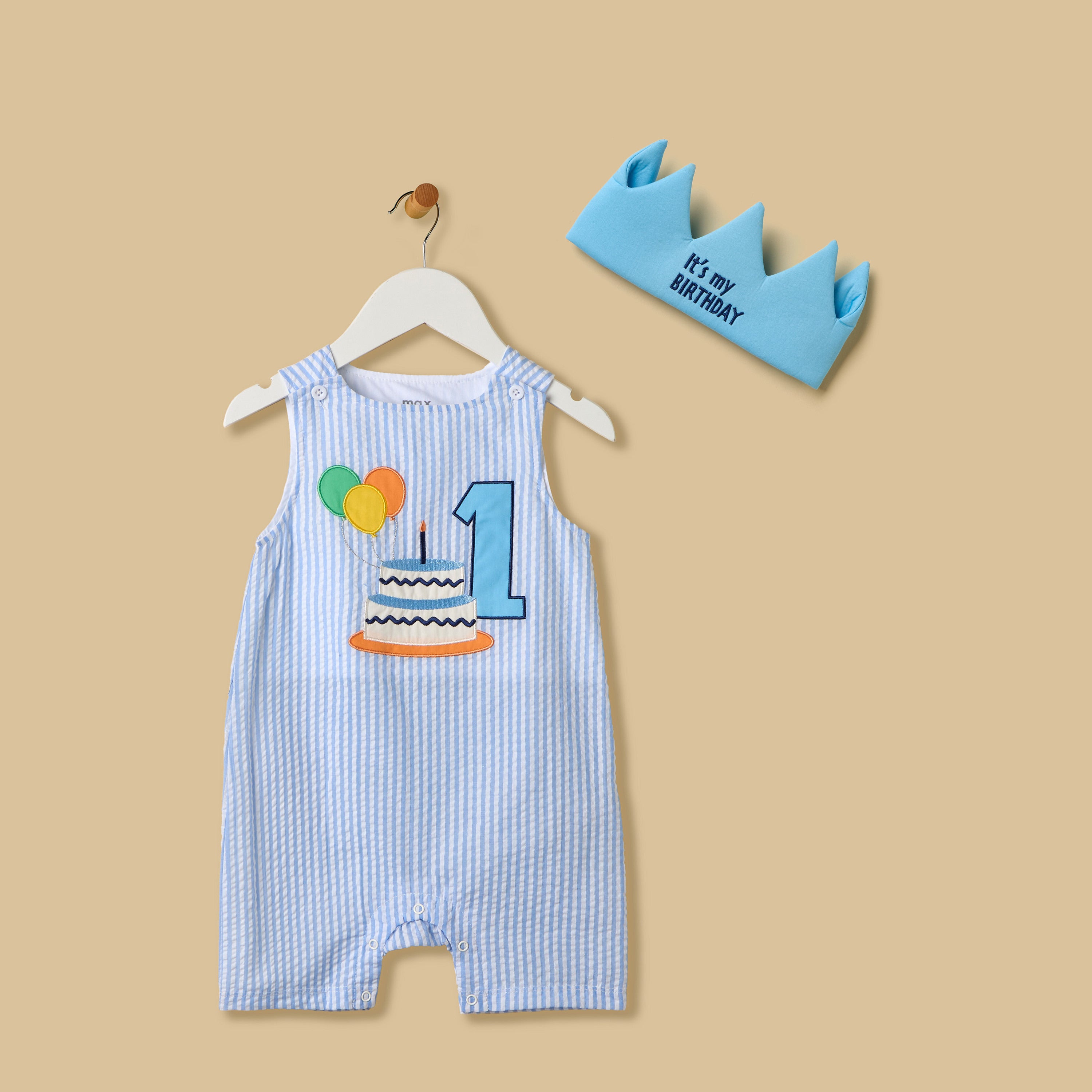 Birthday Embroidered Romper with Crown