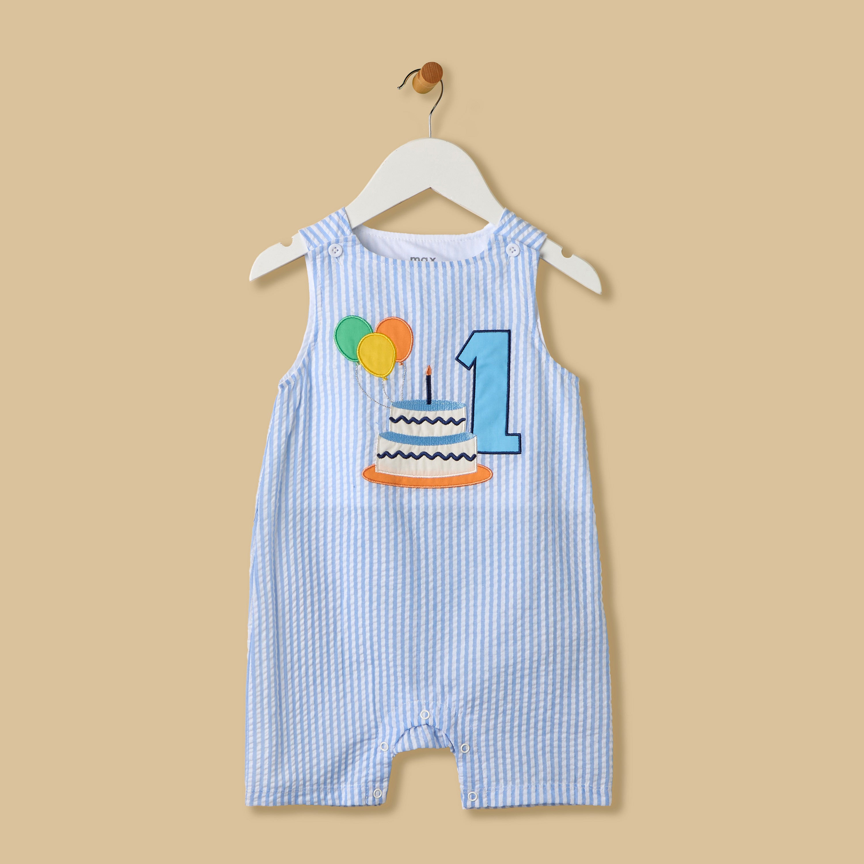 Birthday Embroidered Romper with Crown