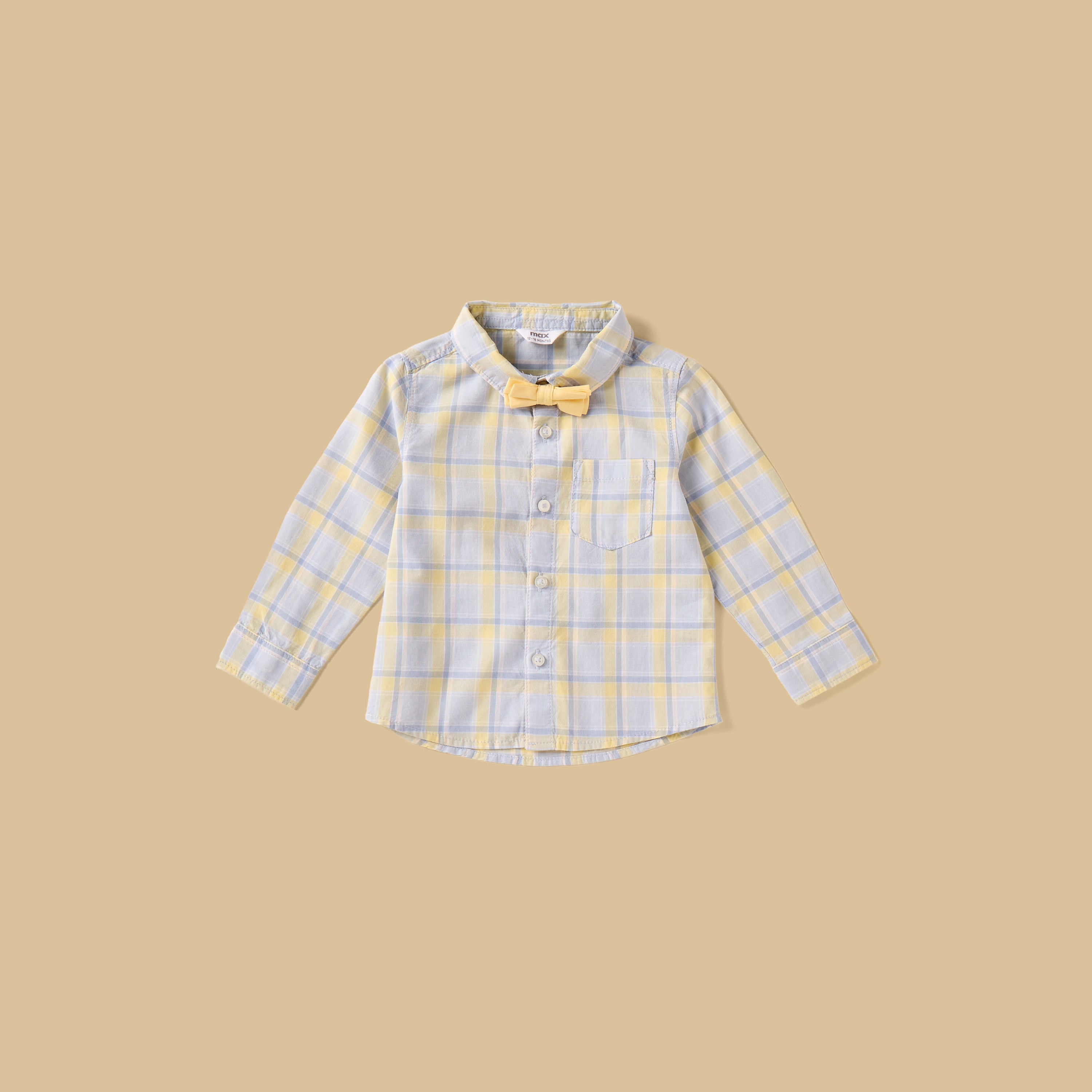 Checked Cotton Shirt with Sweater and Pants