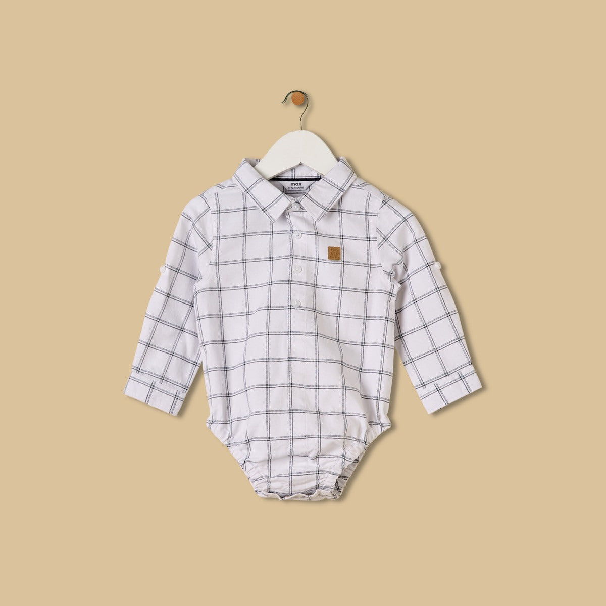 Checked Cotton Shirt and Trousers Set with Suspender