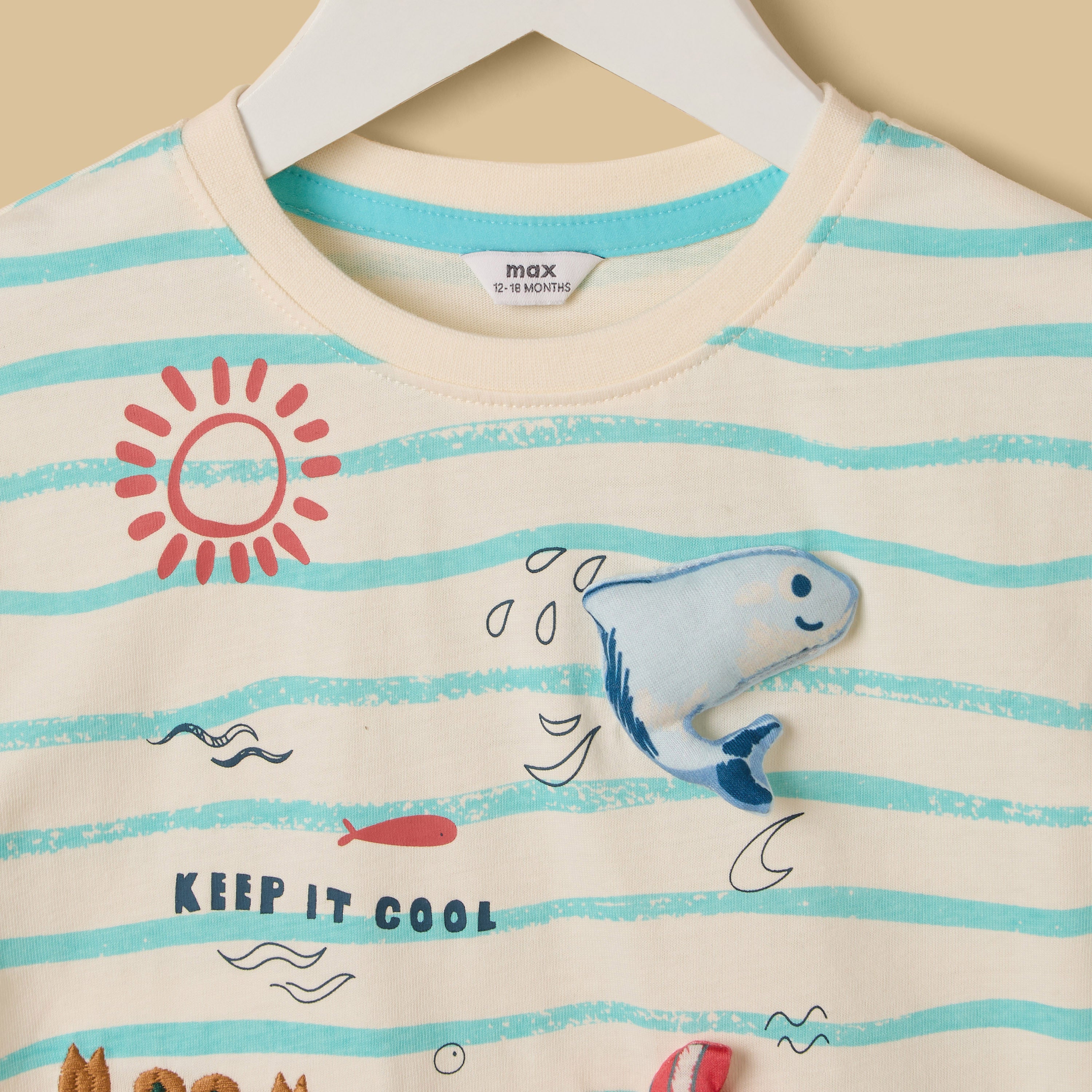 Aquatic 3D Applique Cotton T-shirt and Shorts Set