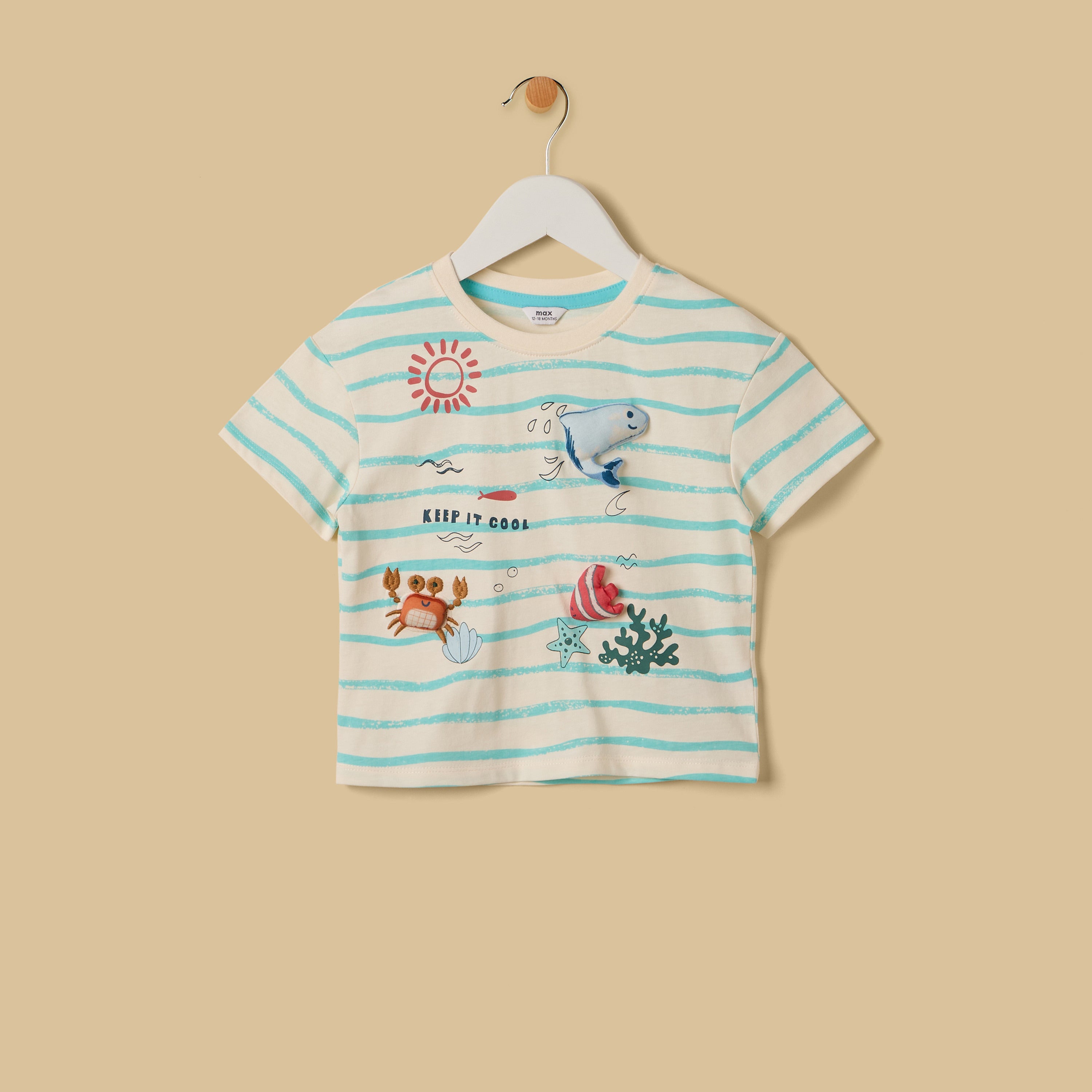 Aquatic 3D Applique Cotton T-shirt and Shorts Set
