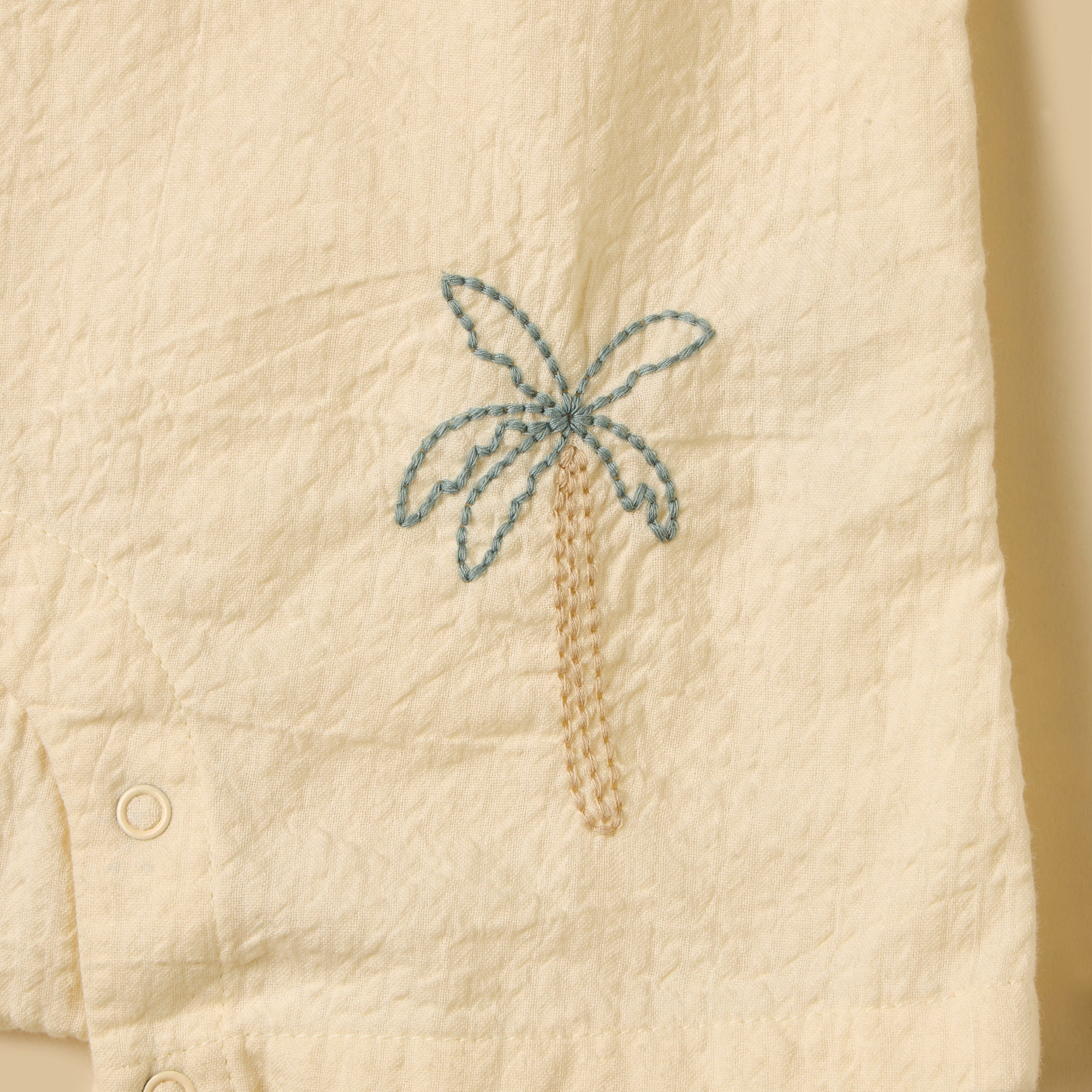 Embroidered Cotton Romper with Cap