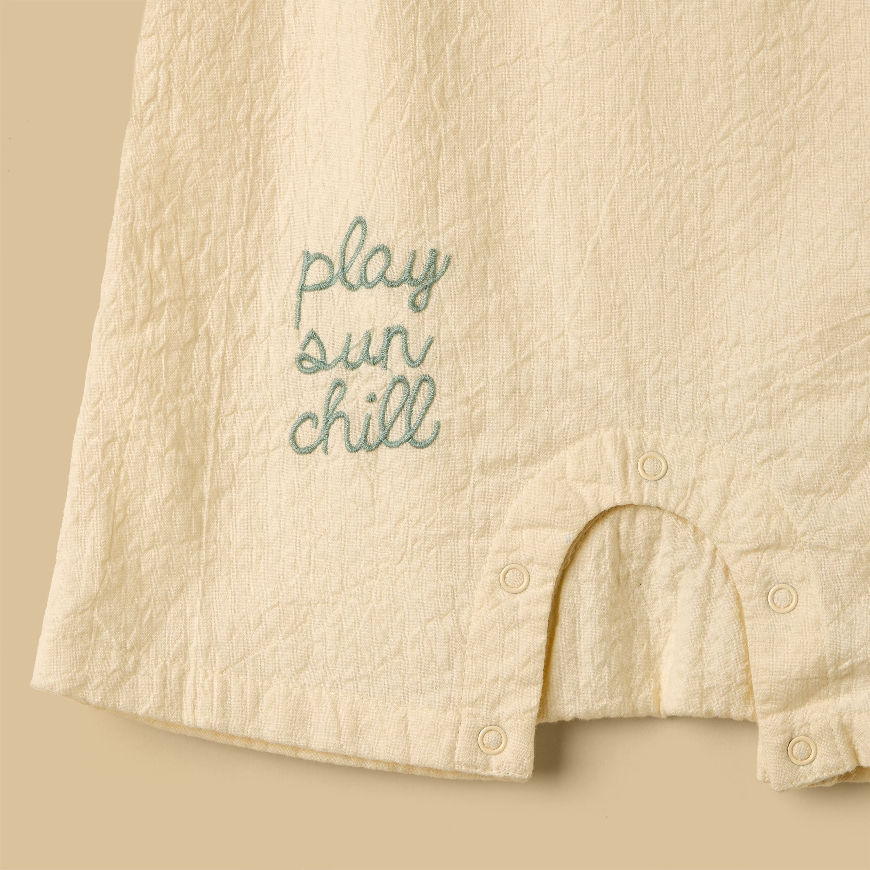 Embroidered Cotton Romper with Cap