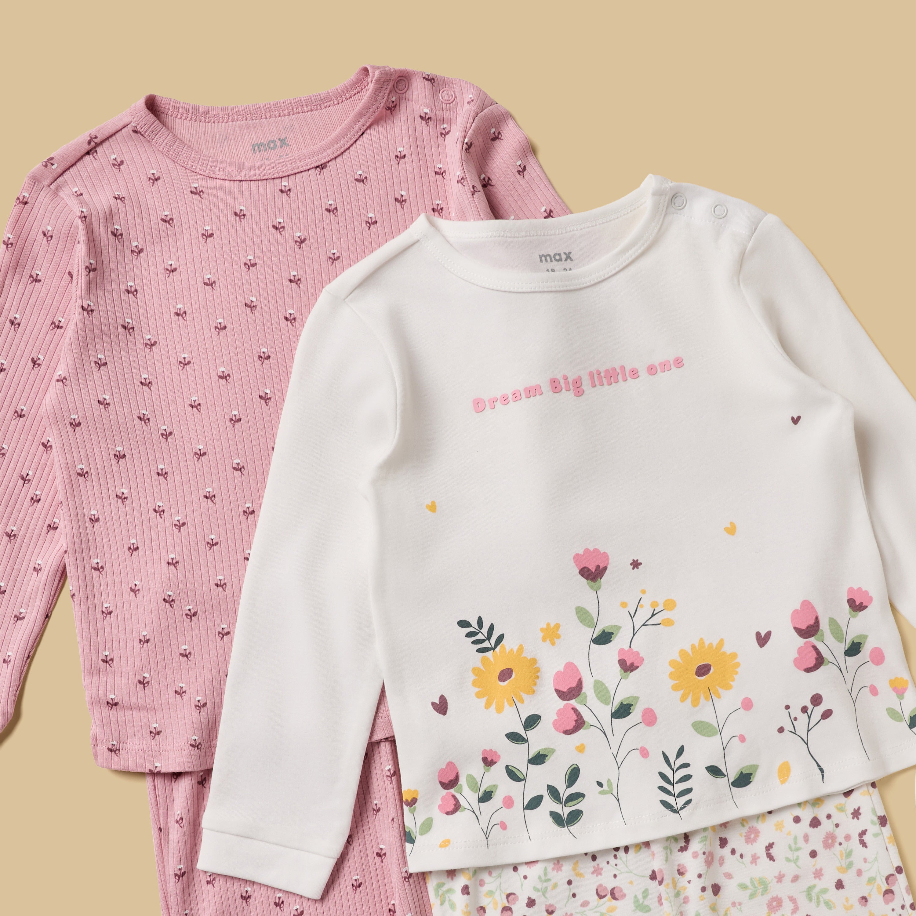 Pack of 2 - Floral Print Cotton Pyjama Set
