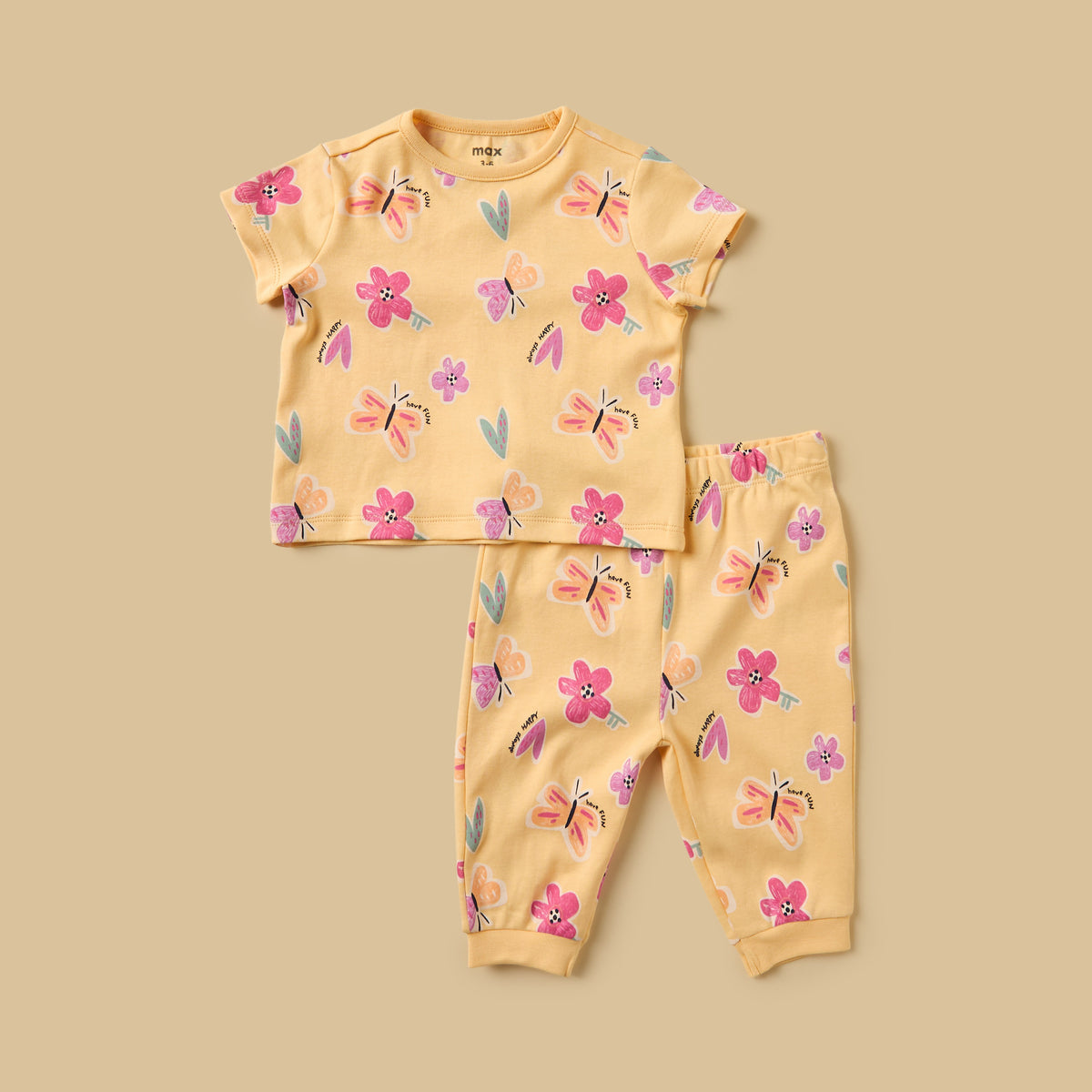 Pack of 2 - Butterfly Print Cotton Pyjama Set