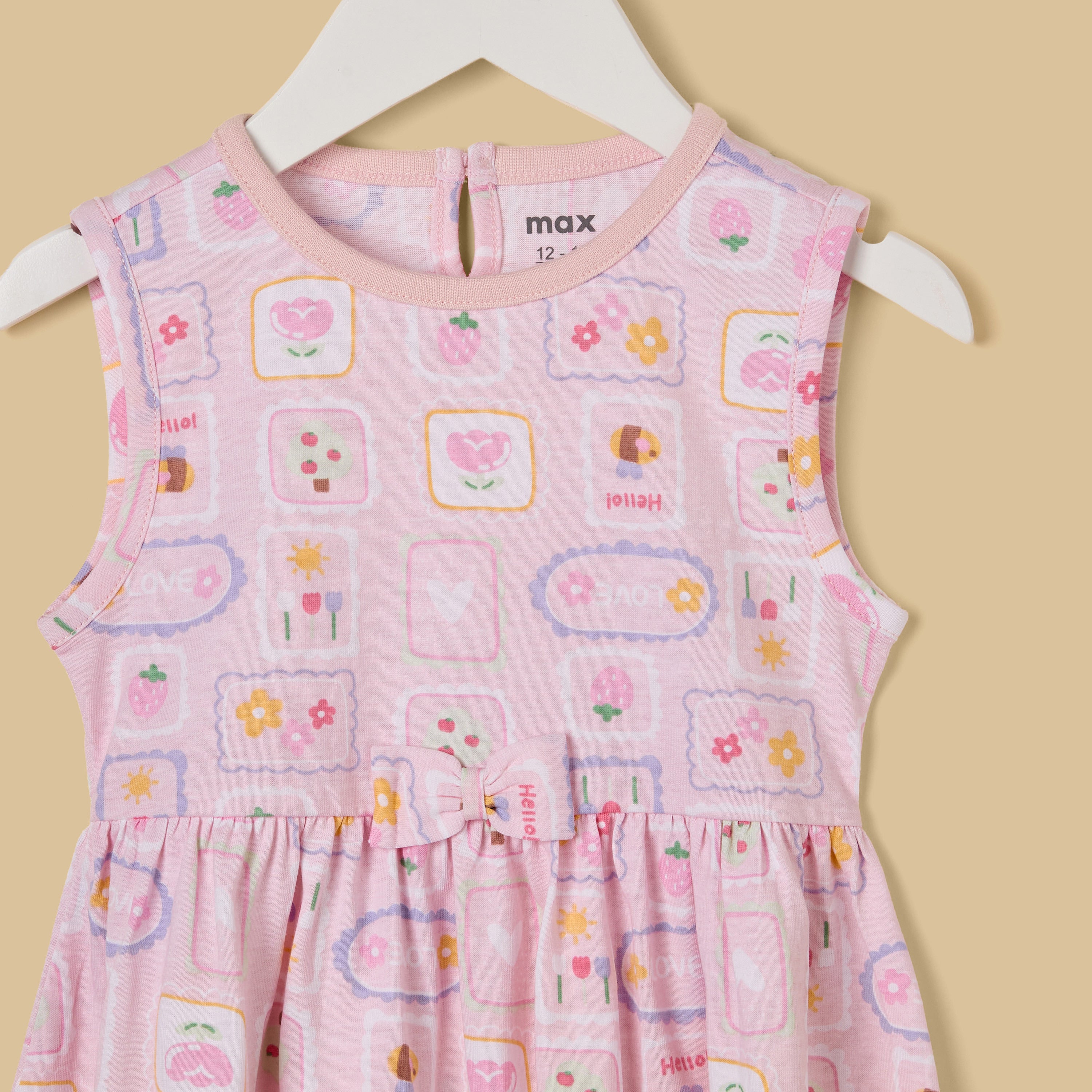 Graphic Print Cotton Sleeveless Dress