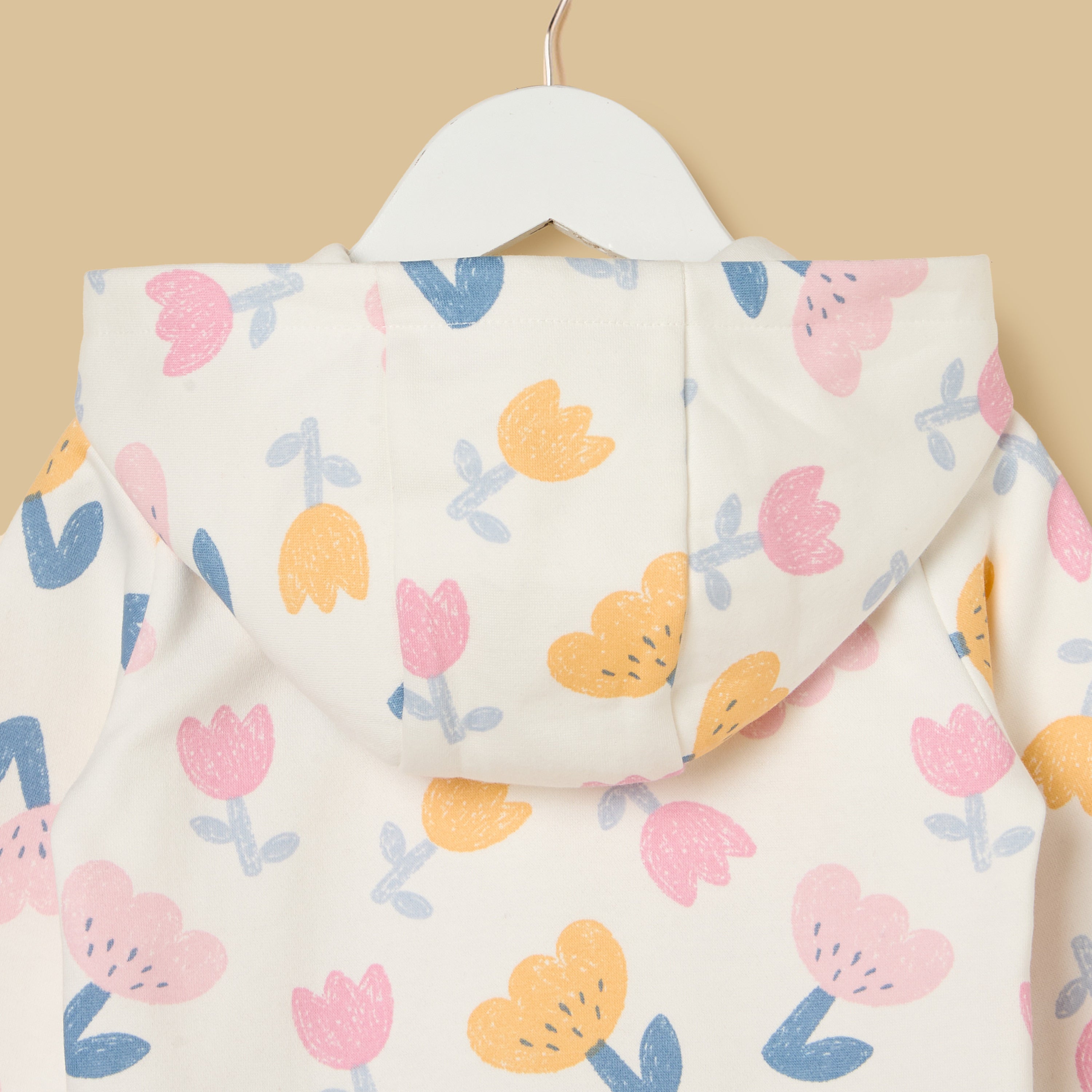 Floral Print Zip Through Hoodie