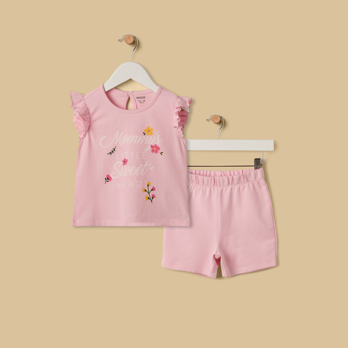 Slogan Print Cotton Top and Shorts Set