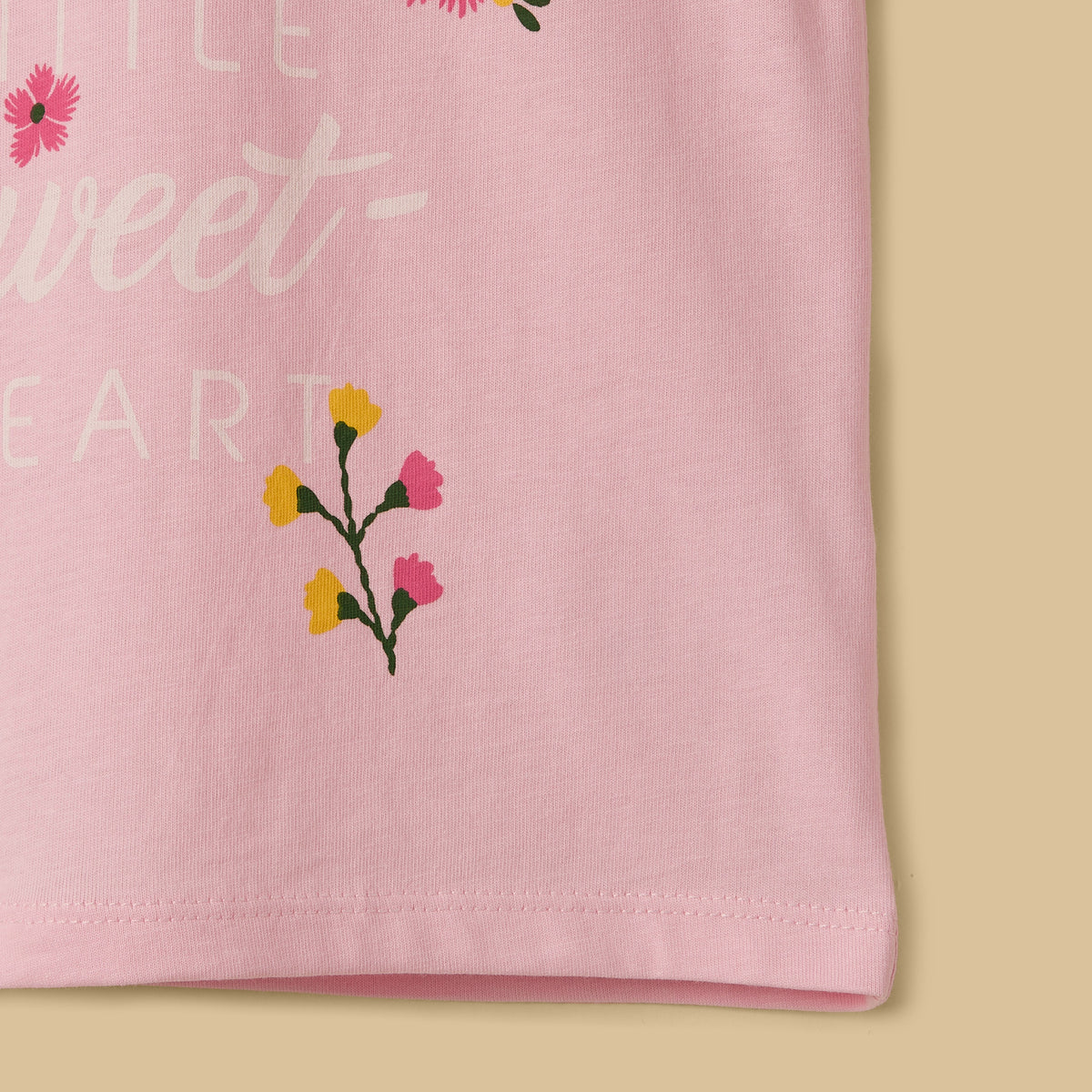 Slogan Print Cotton Top and Shorts Set