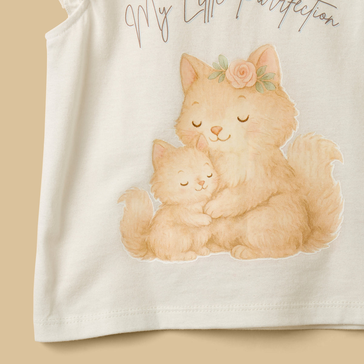 Cat Print Cotton Top and Shorts Set