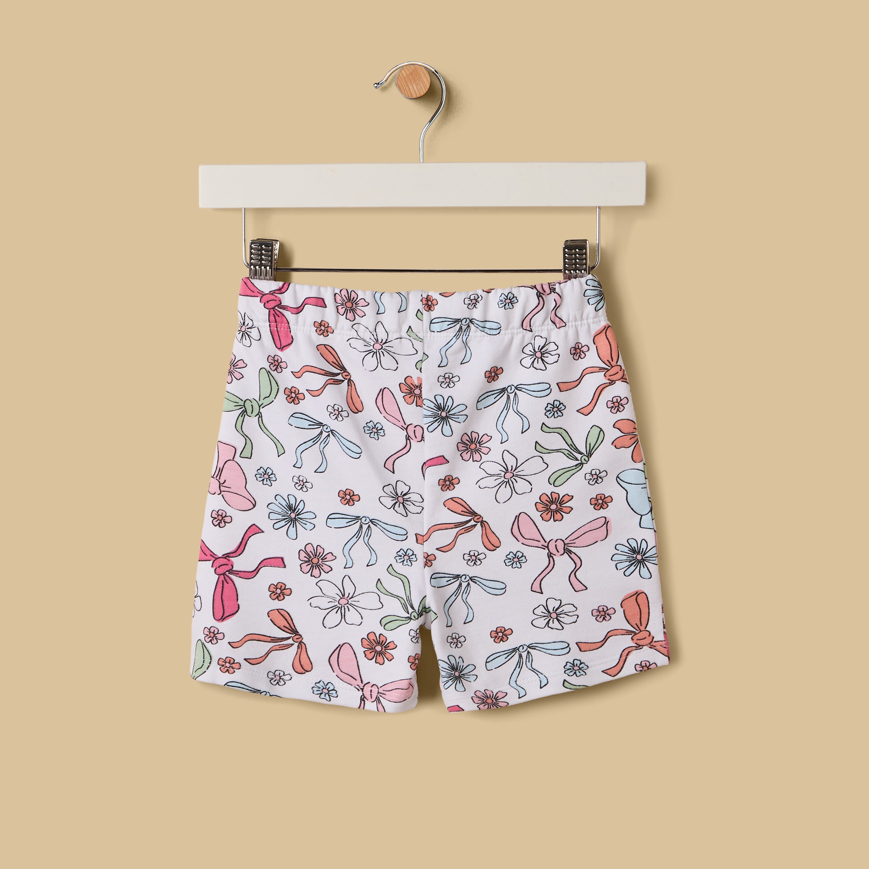 Bow Print Cotton Top and Shorts Set