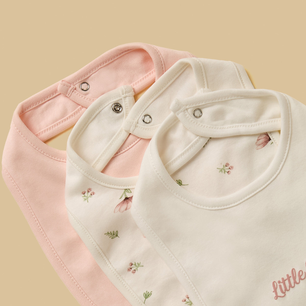 Pack of 3 - Assorted Cotton Bib with Snap Button Closure