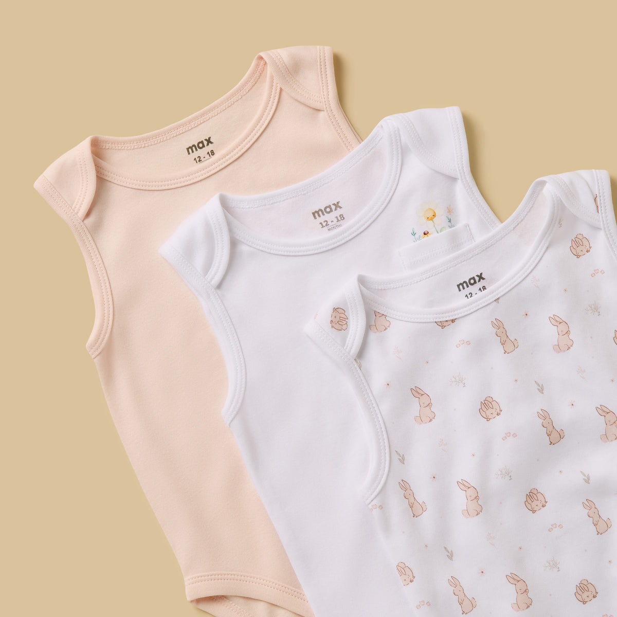 Pack of 3 - Assorted Sleeveless Bodysuit