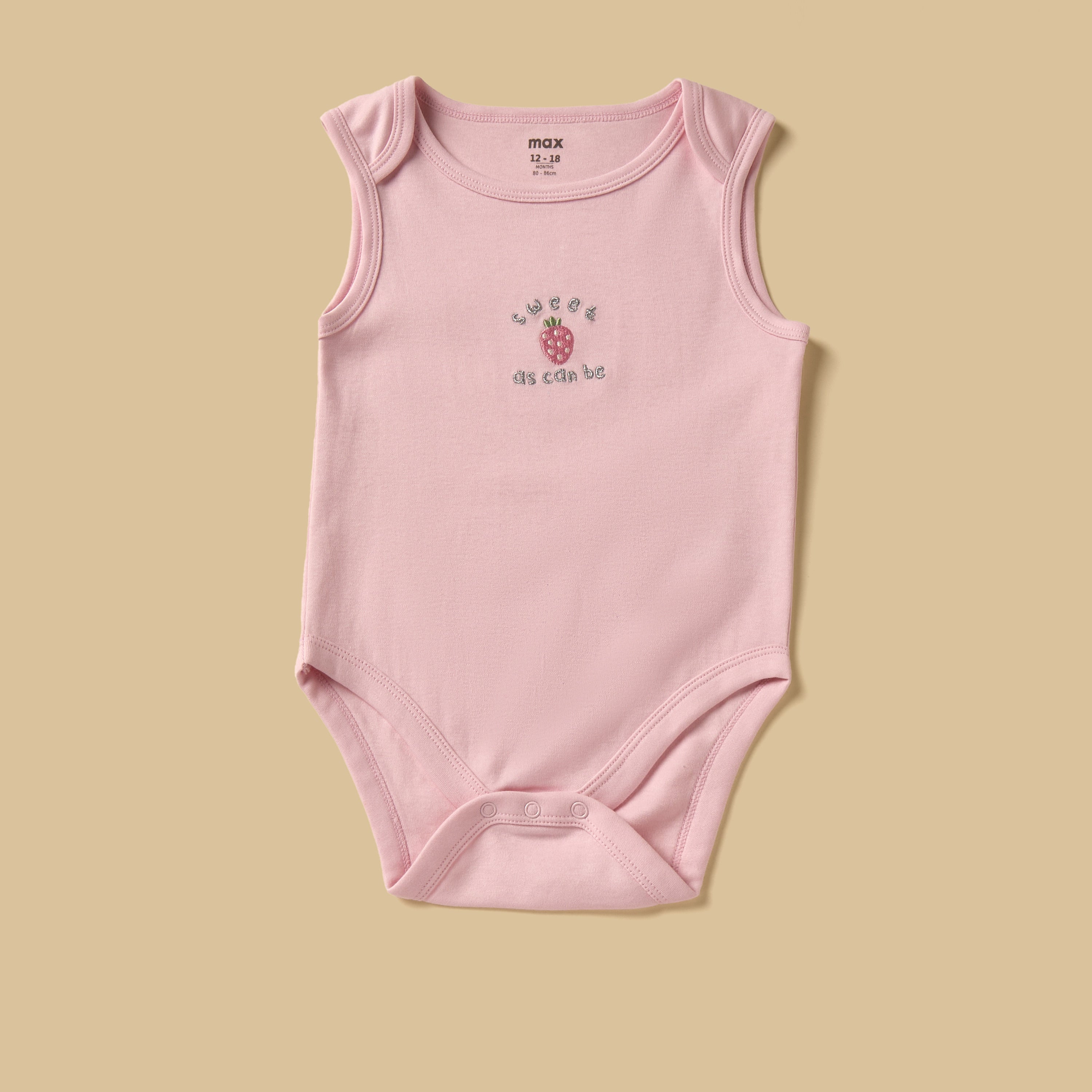 Pack of 3 - Strawberry Print Sleeveless Bodysuit
