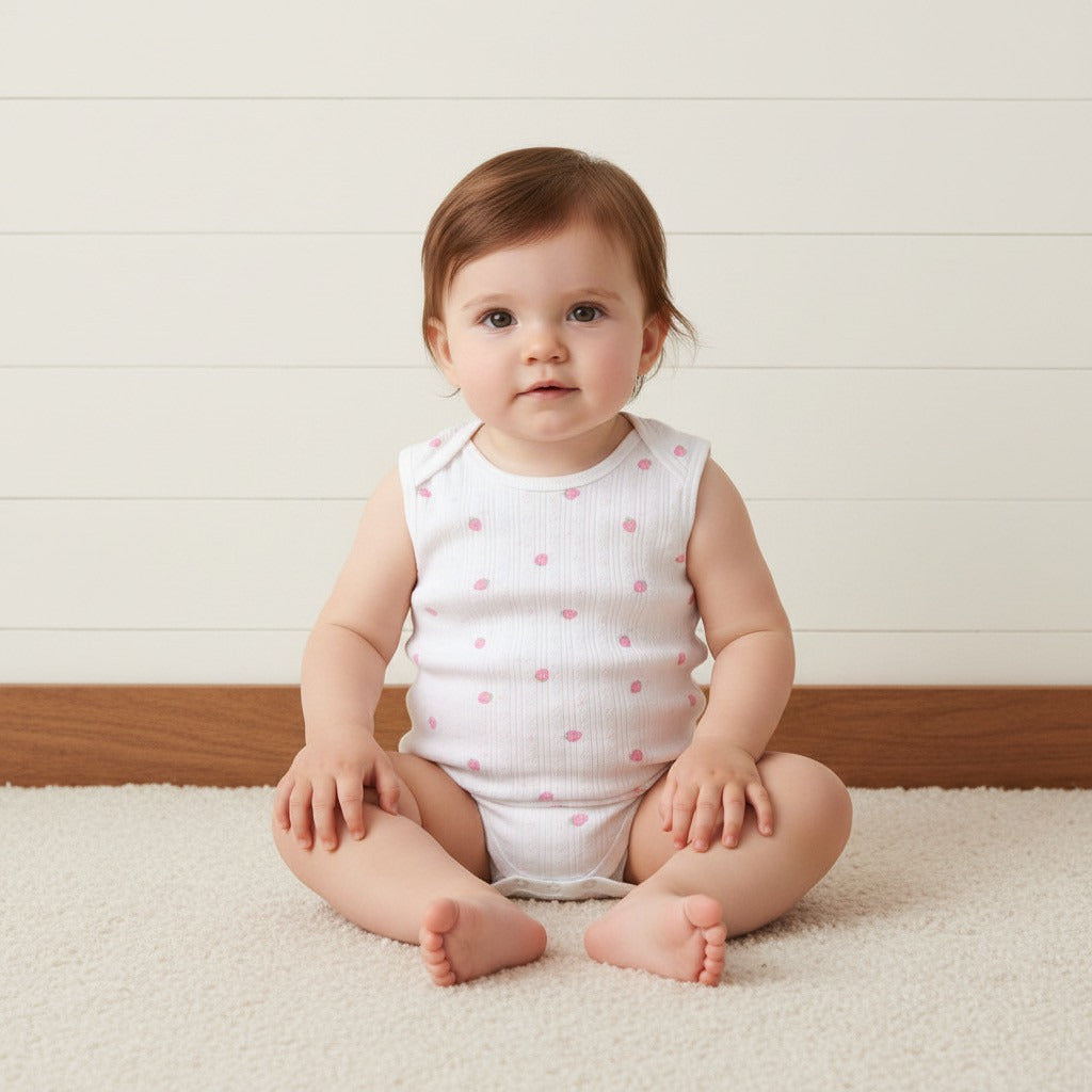 Pack of 3 - Strawberry Print Sleeveless Bodysuit