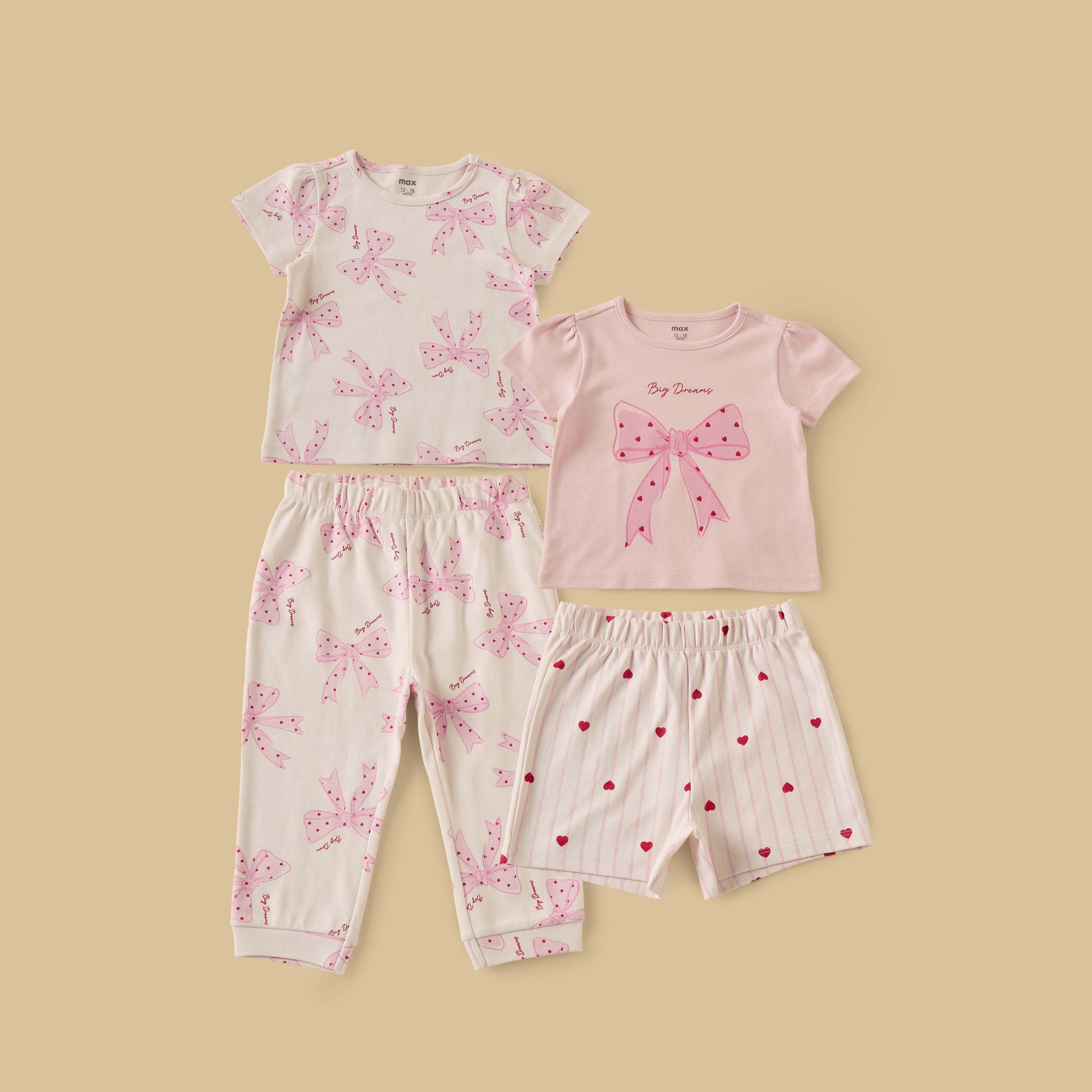 Pack of 2 - Bow Print Cotton Pyjama Set