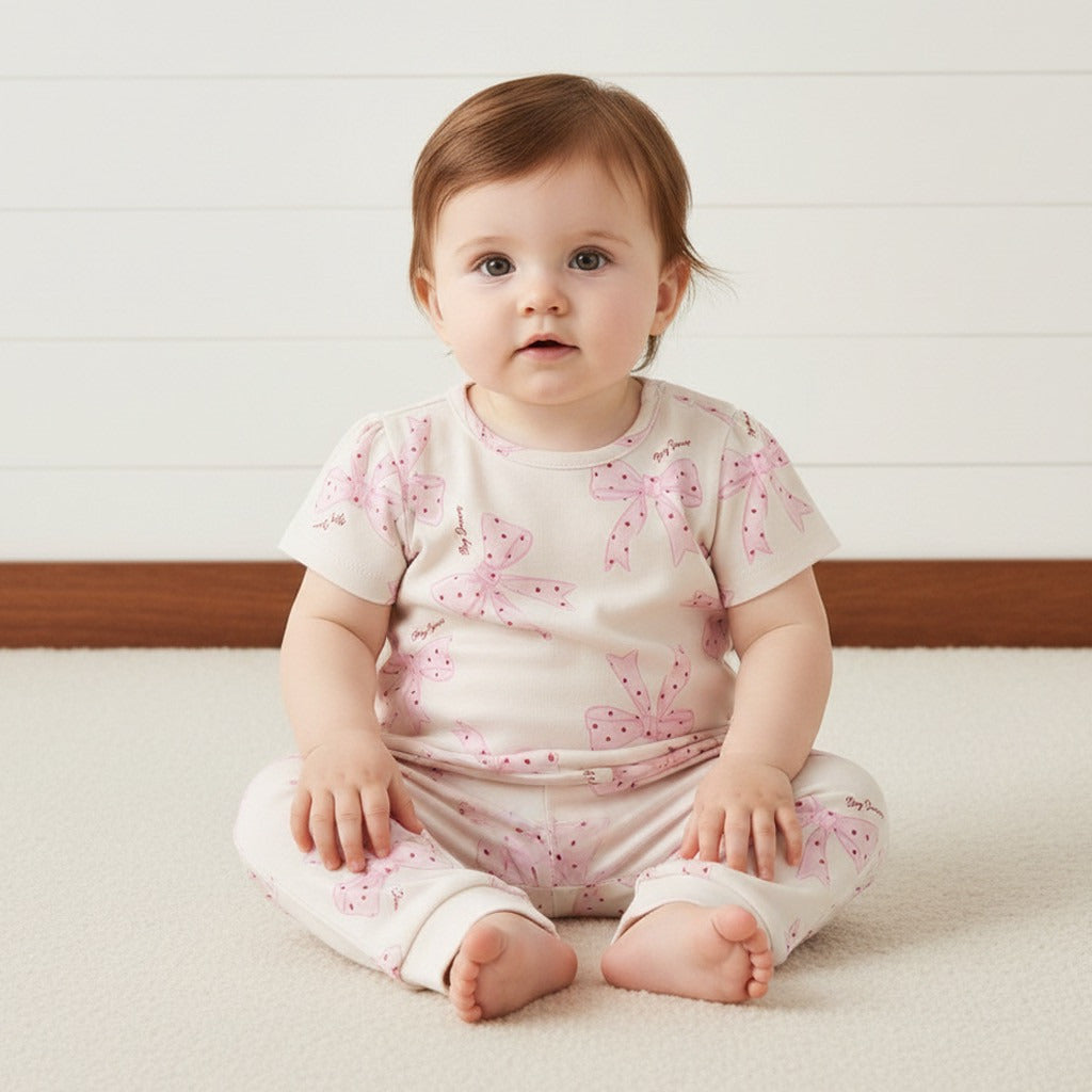 Pack of 2 - Bow Print Cotton Pyjama Set