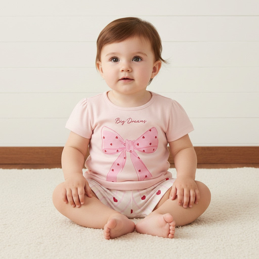 Pack of 2 - Bow Print Cotton Pyjama Set