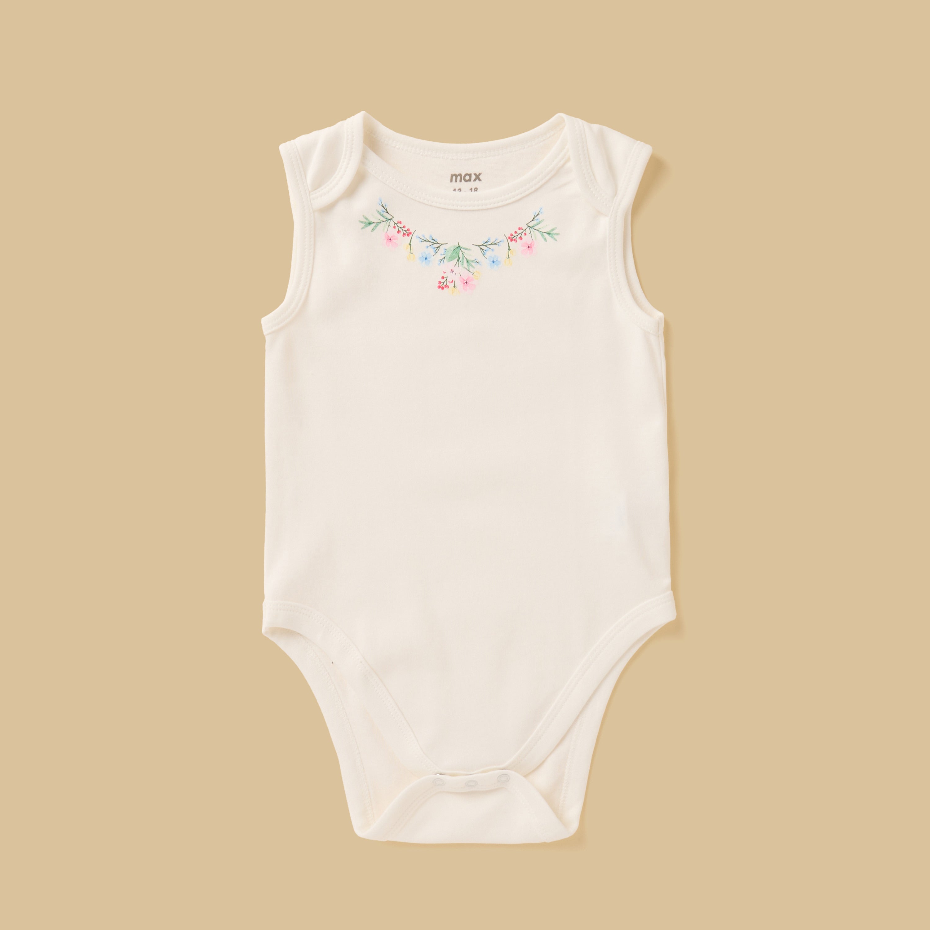 Pack of 5 - Floral Print Sleeveless Cotton Bodysuit