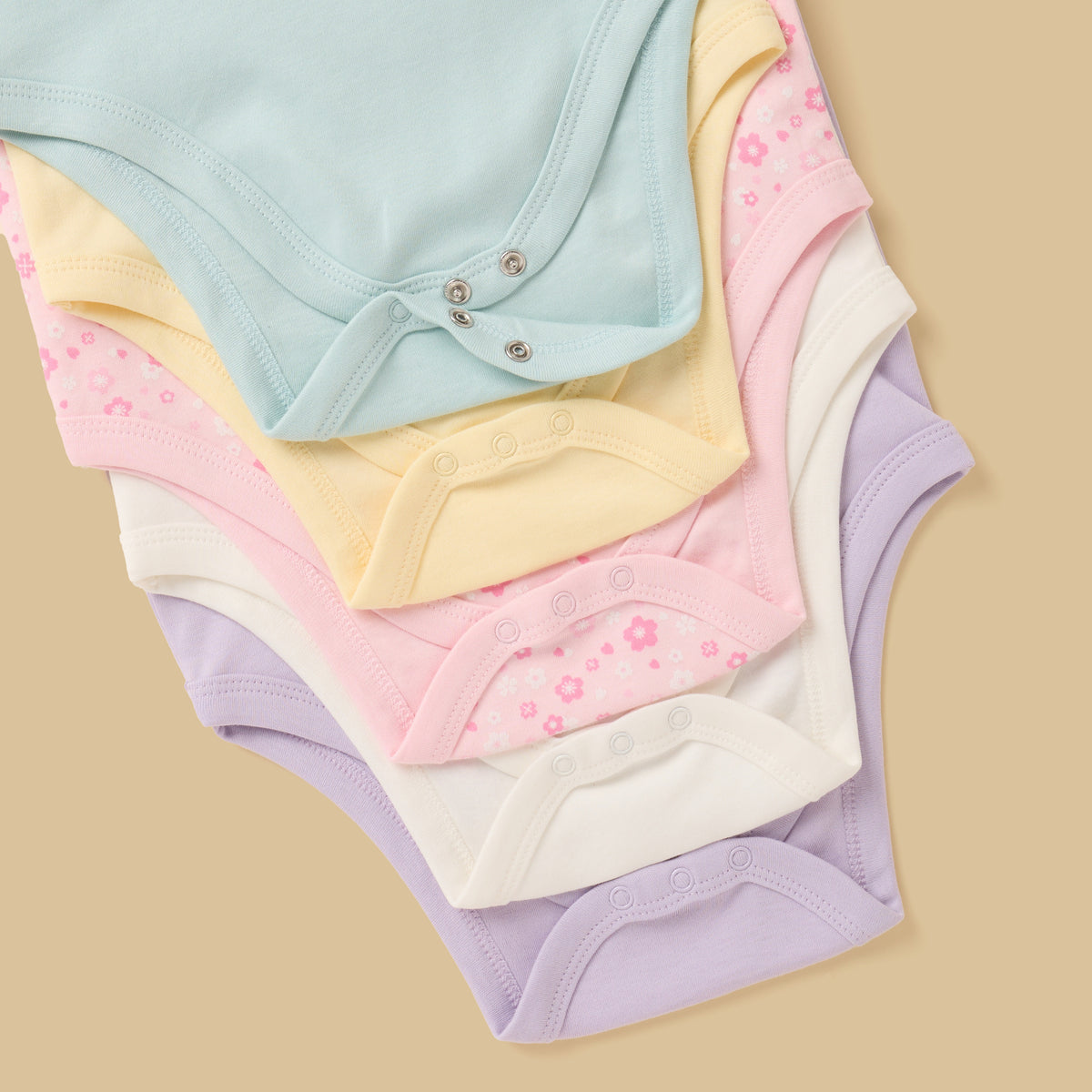 Pack of 5 - Floral Print Sleeveless Cotton Bodysuit