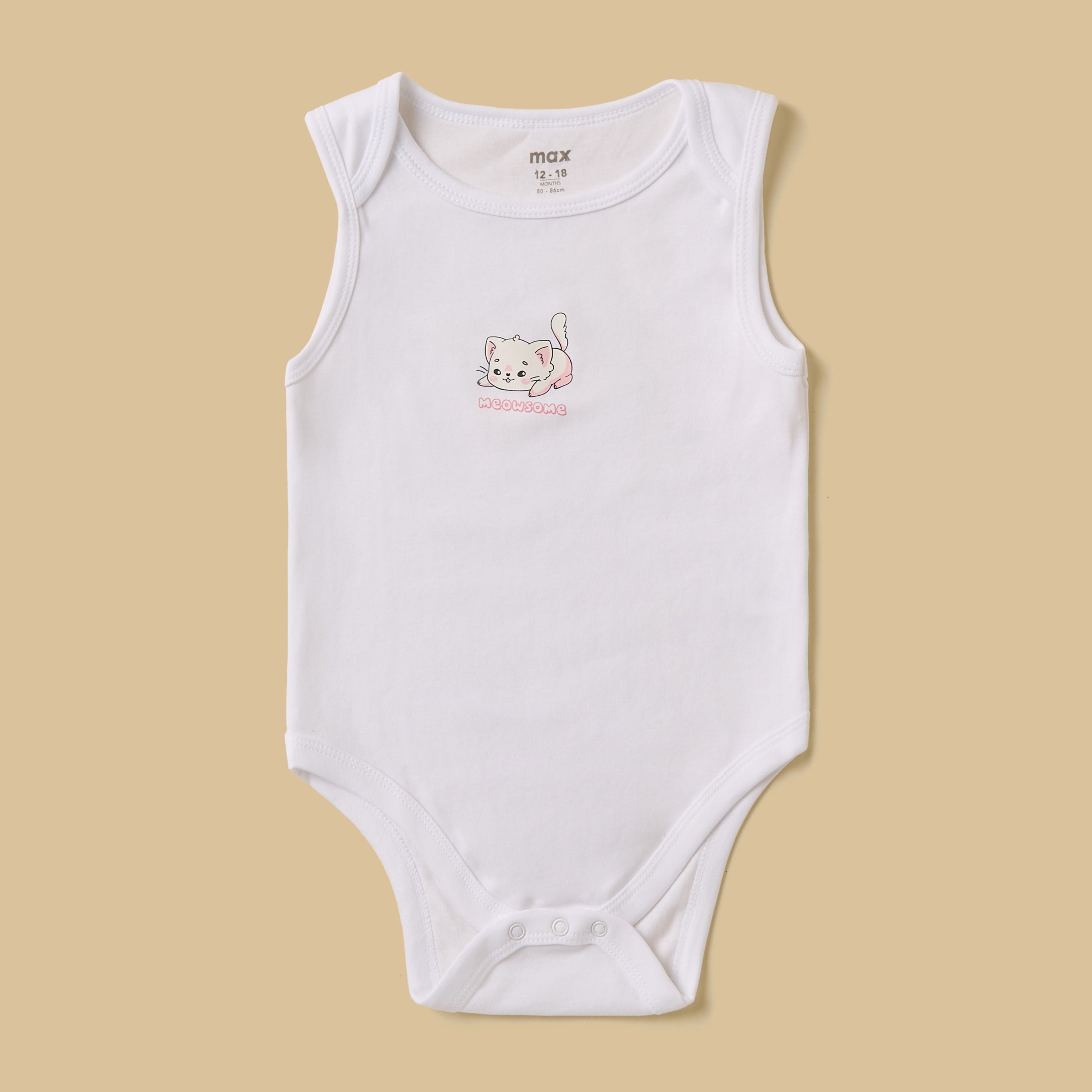 Pack of 5 - Cat Print Cotton Bodysuit