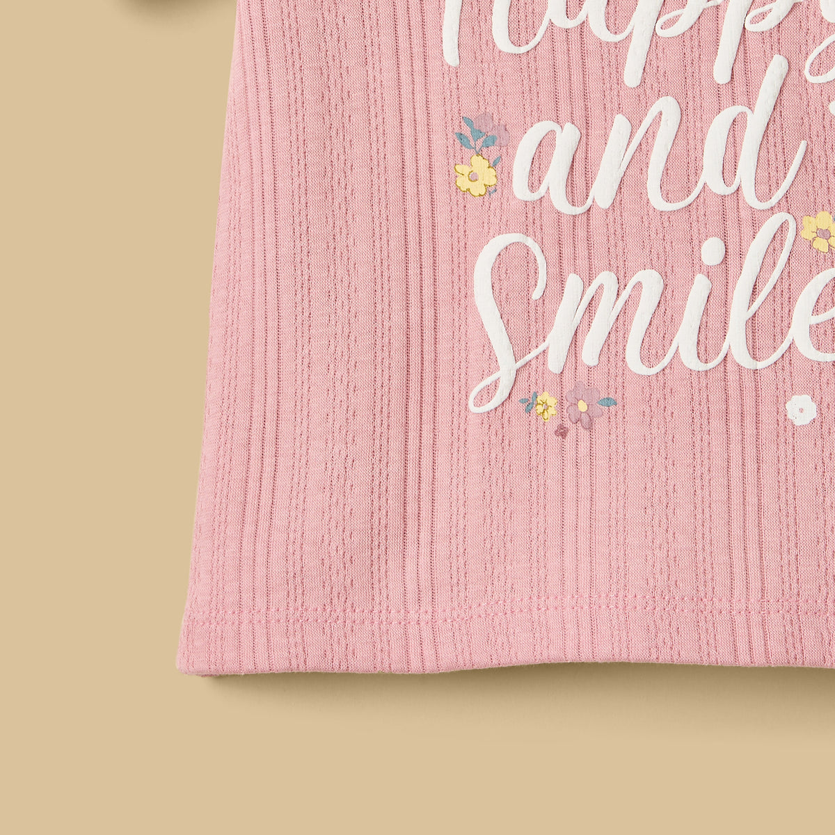 Slogan Print Cotton Shorts Set