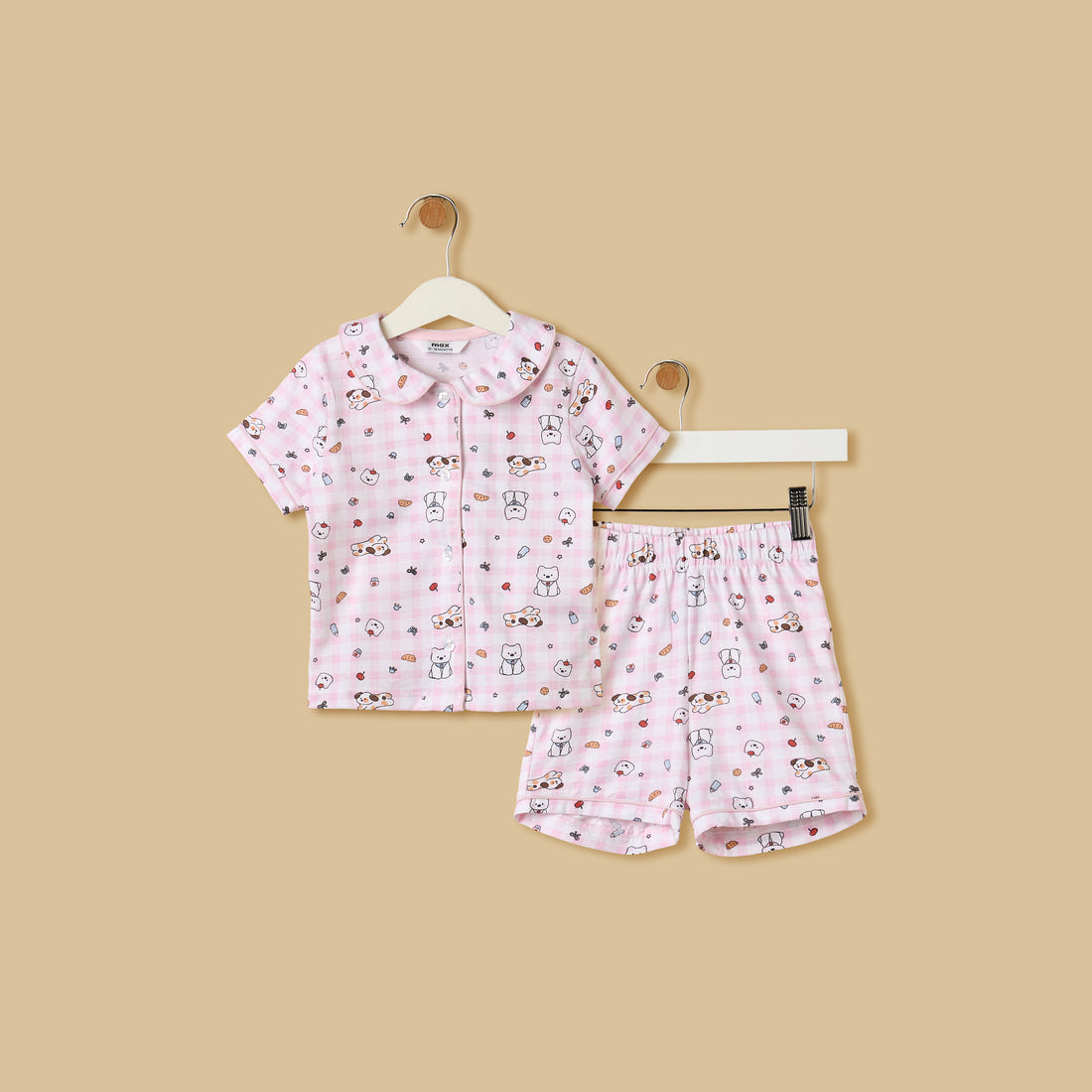 Puppy Print Cotton Shorts Set