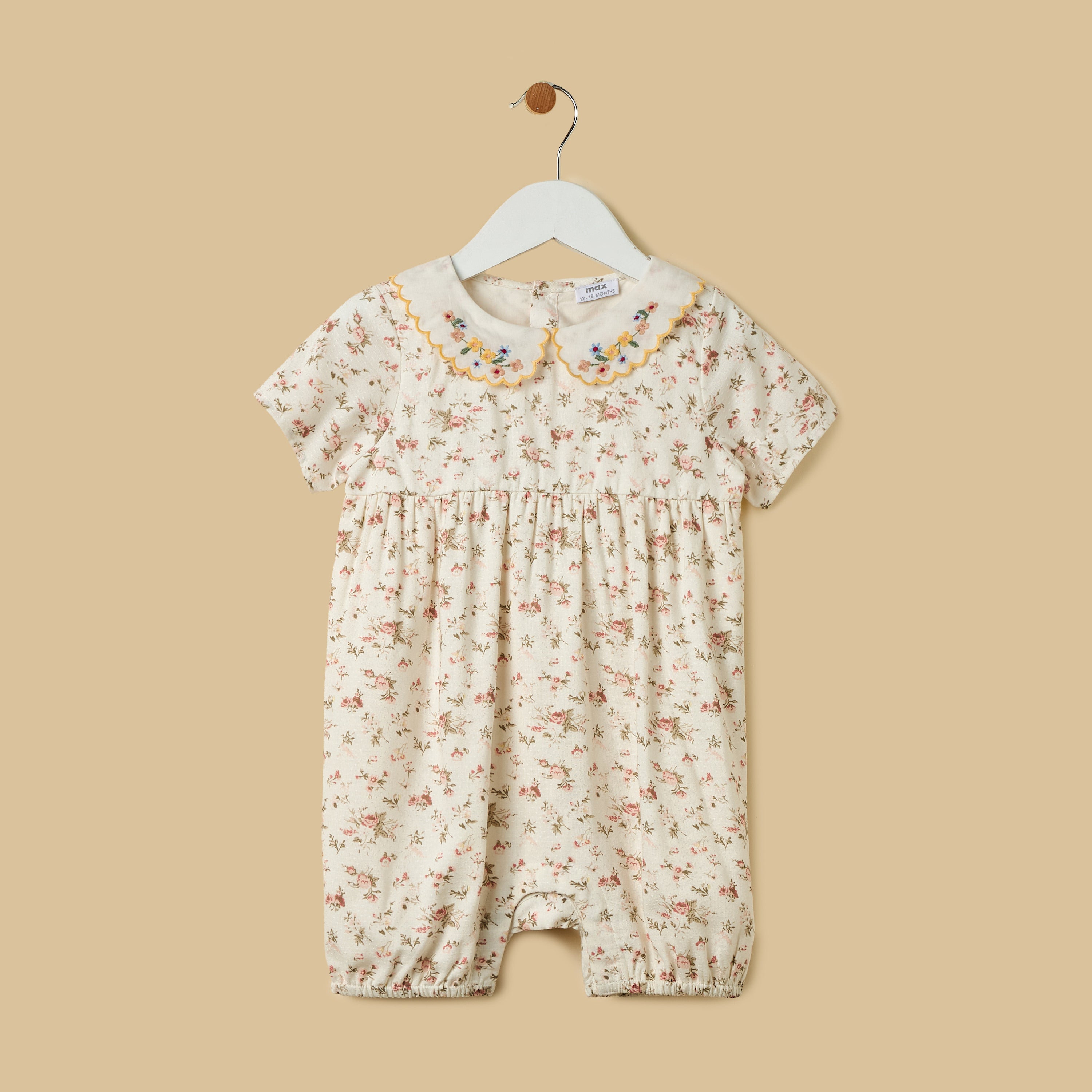 Floral Print Linen Blend Romper with Headband