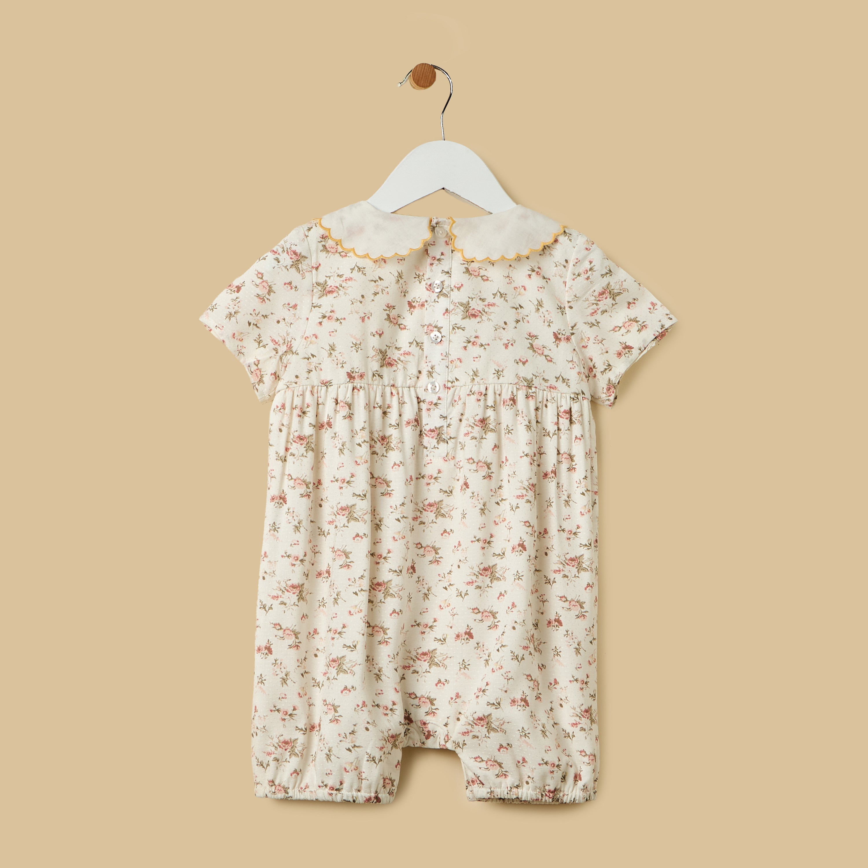 Floral Print Linen Blend Romper with Headband