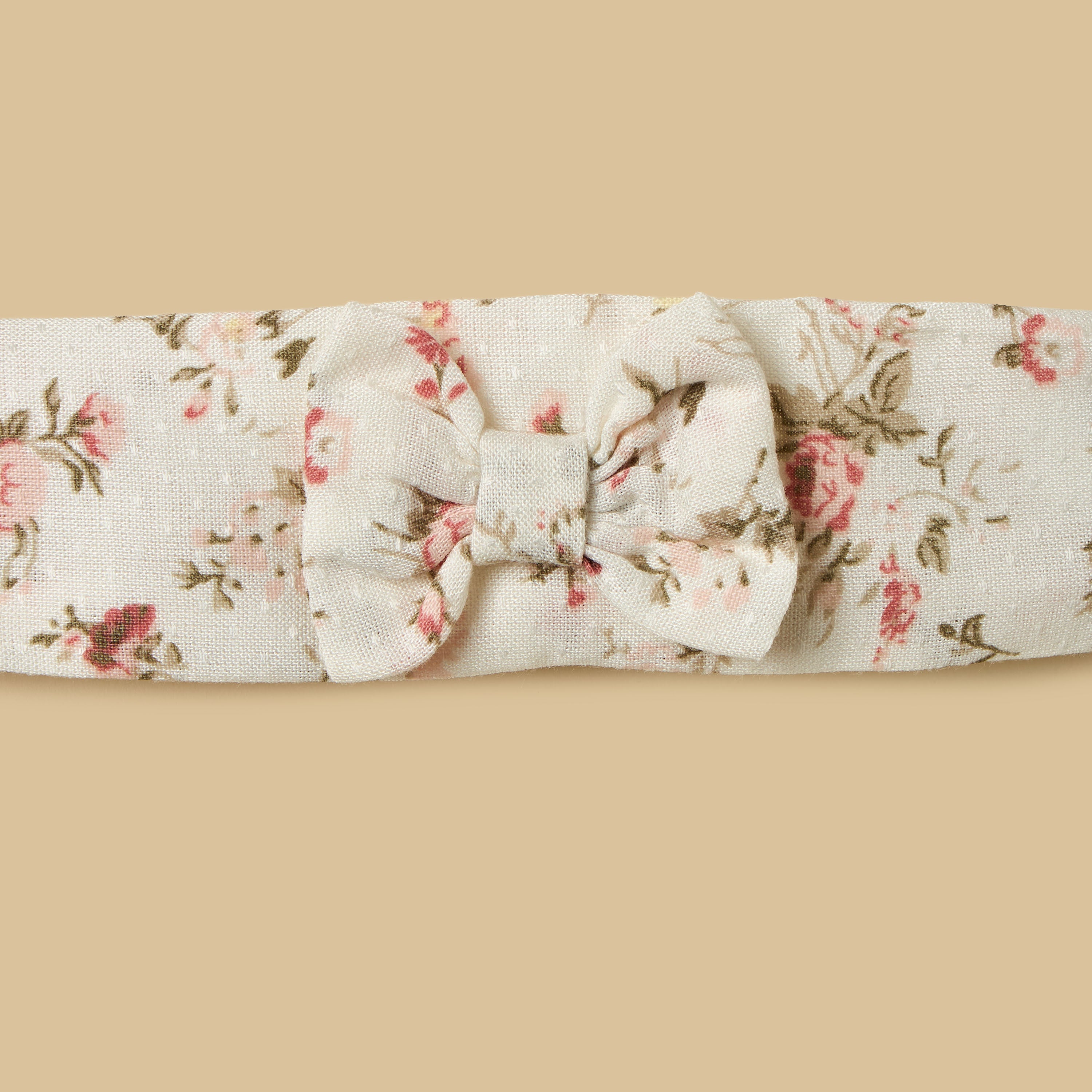 Floral Print Linen Blend Romper with Headband