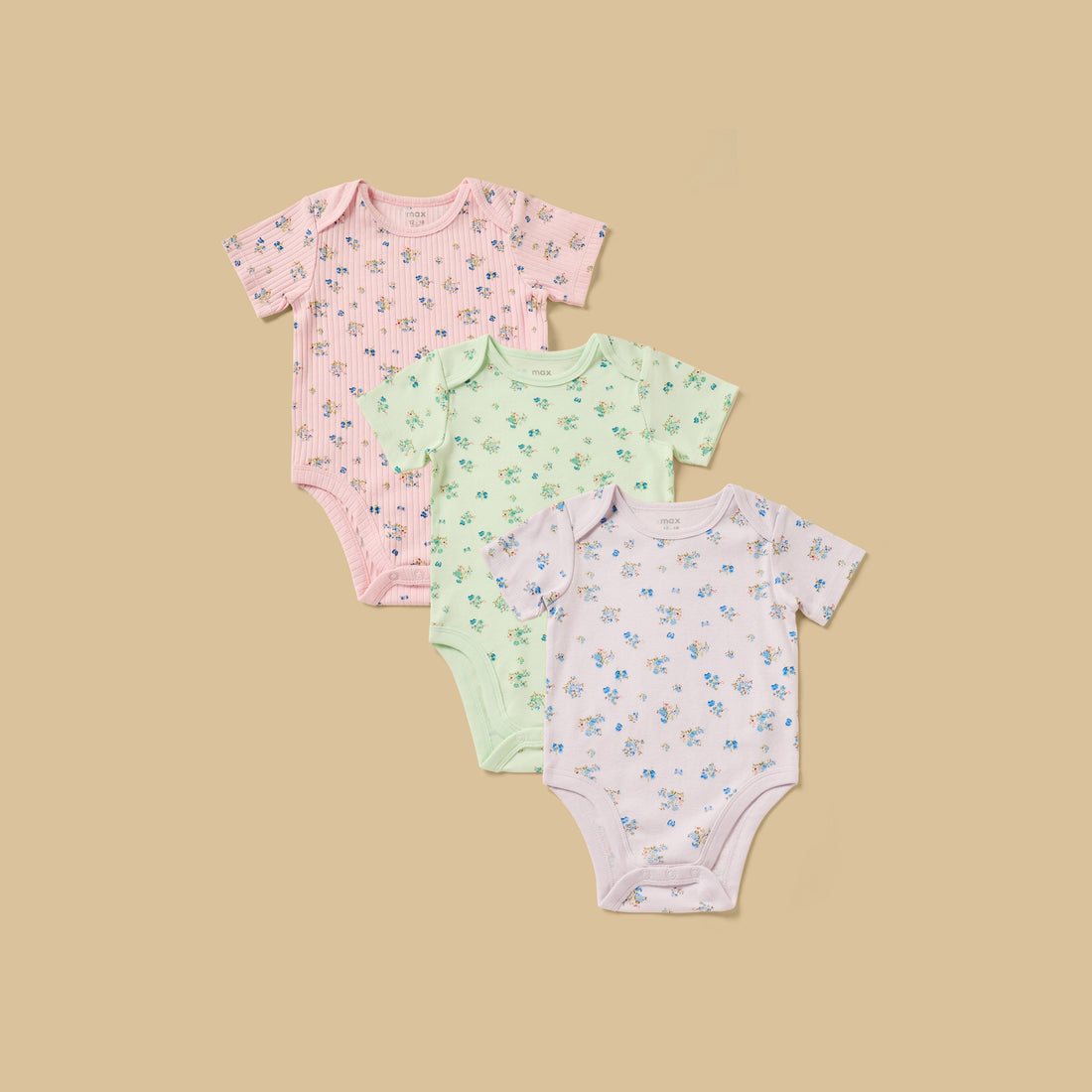Pack of 3 - Floral Print Bodysuit - Pink / 12-18 mths