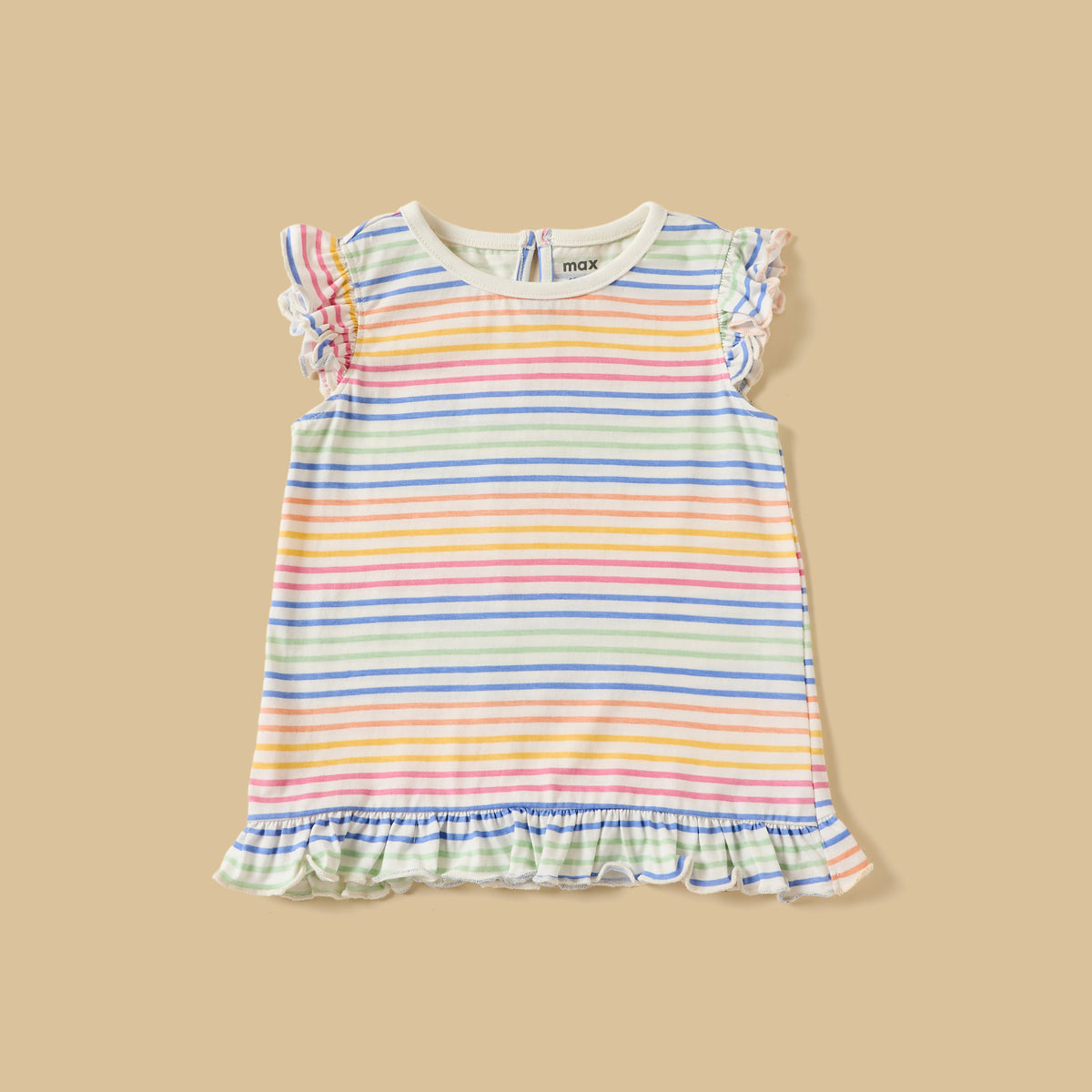 Pack of 3 - Printed Ruffle Trim Cotton Top