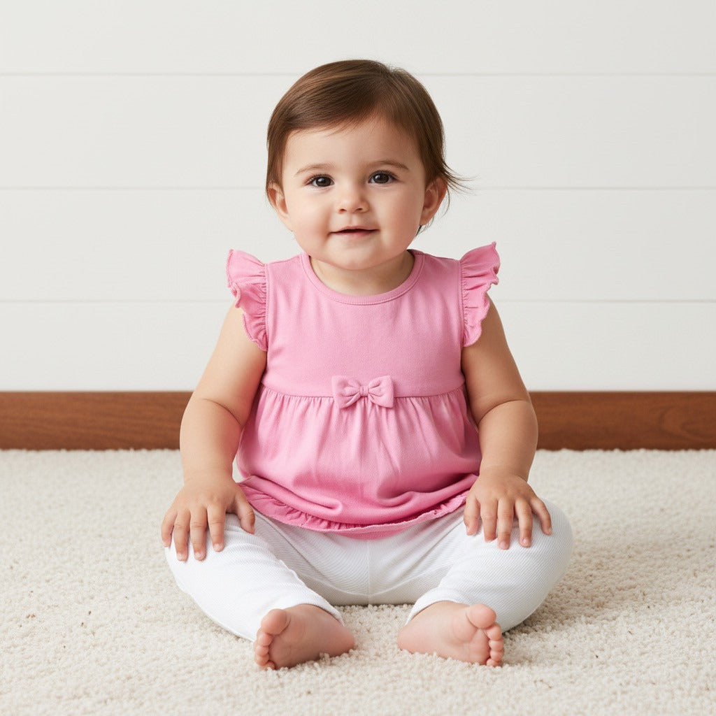 Pack of 3 - Printed Ruffle Trim Cotton Top