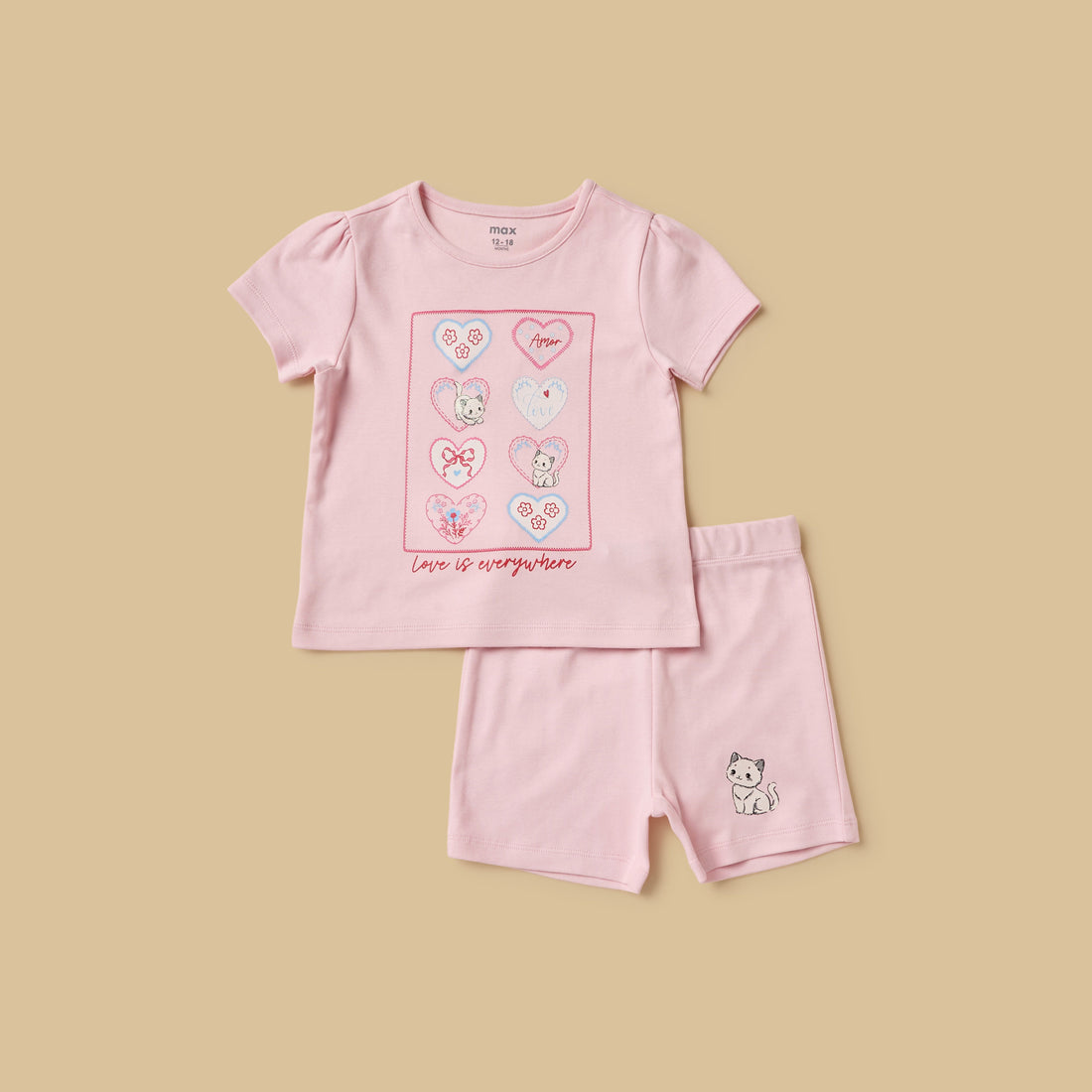Pack of 2 - Printed Cotton Pyjama Set