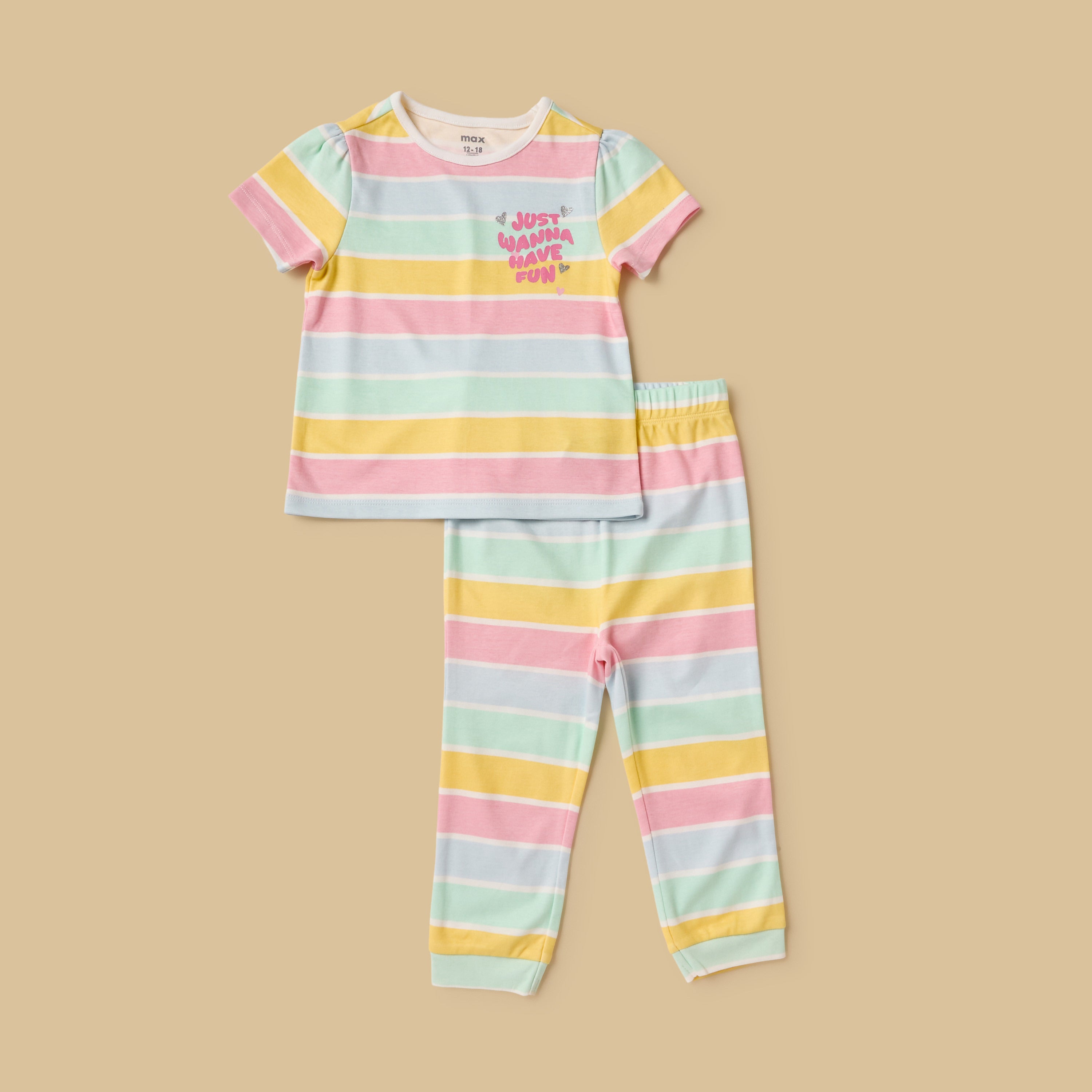 Pack of 2 - Printed Cotton Pyjama Set