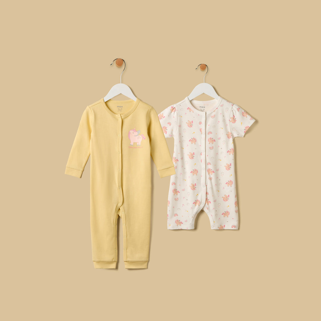 Unicorn Print Romper and Sleepsuit Set - Multicolour / 12-18 mths