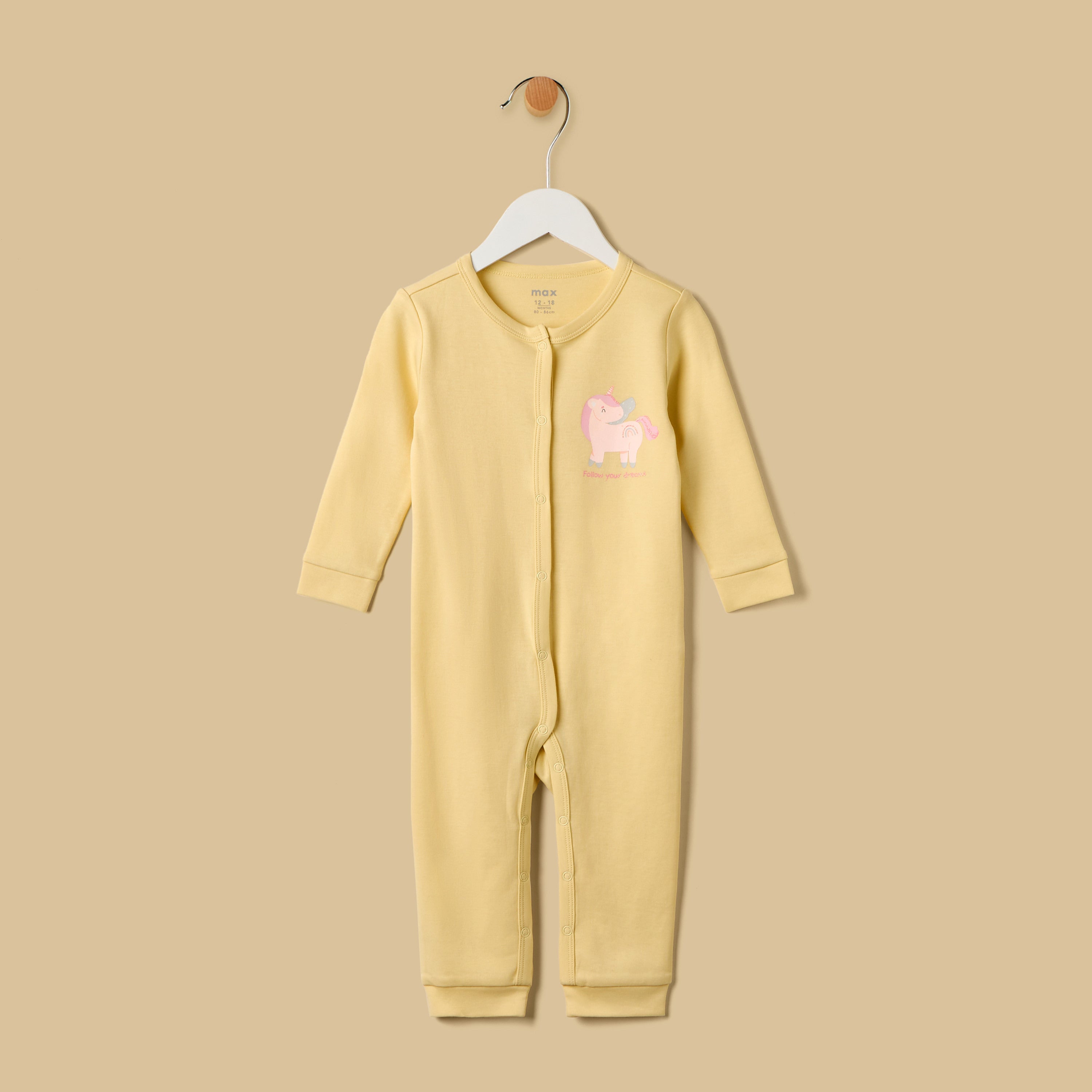 Unicorn Print Romper and Sleepsuit Set