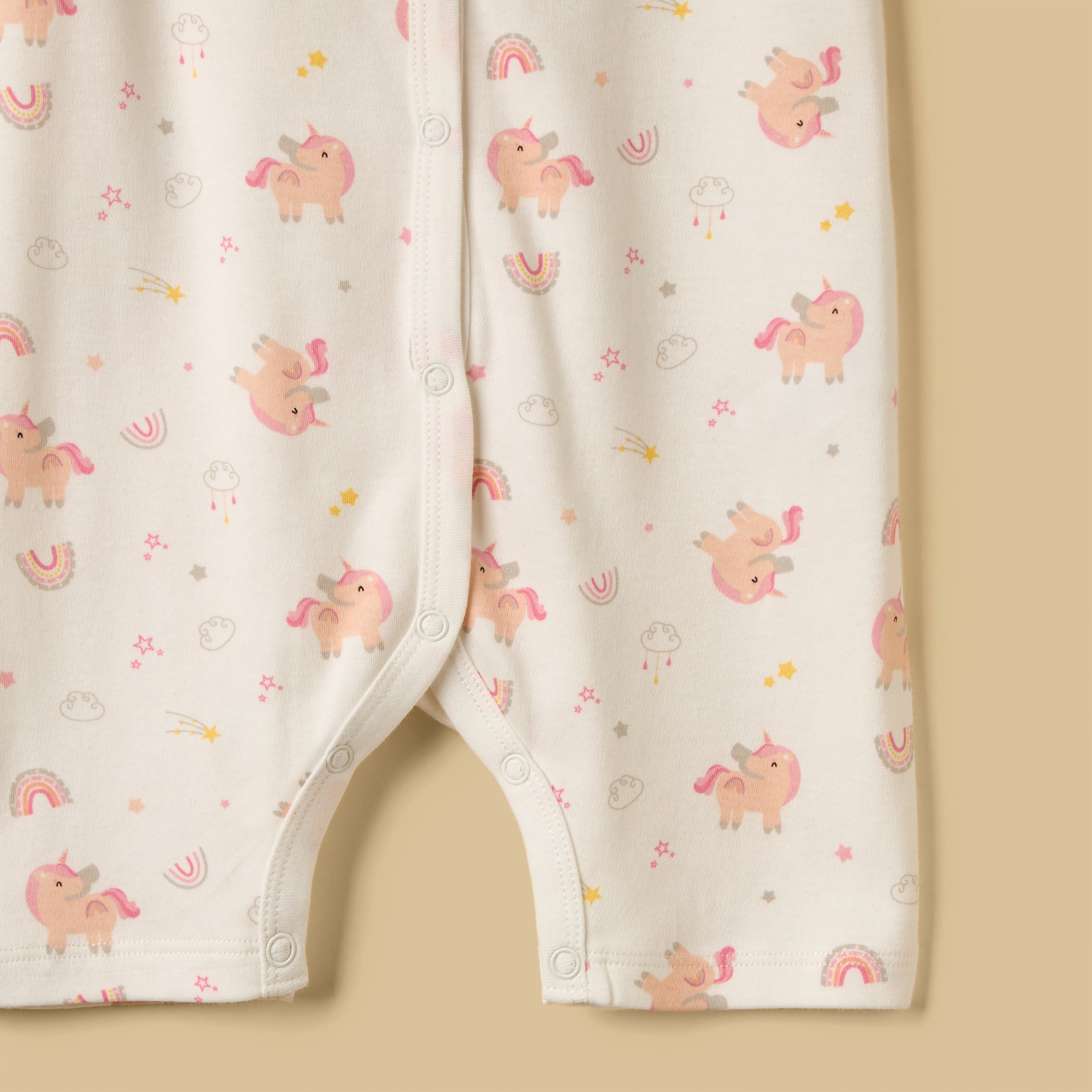Unicorn Print Romper and Sleepsuit Set