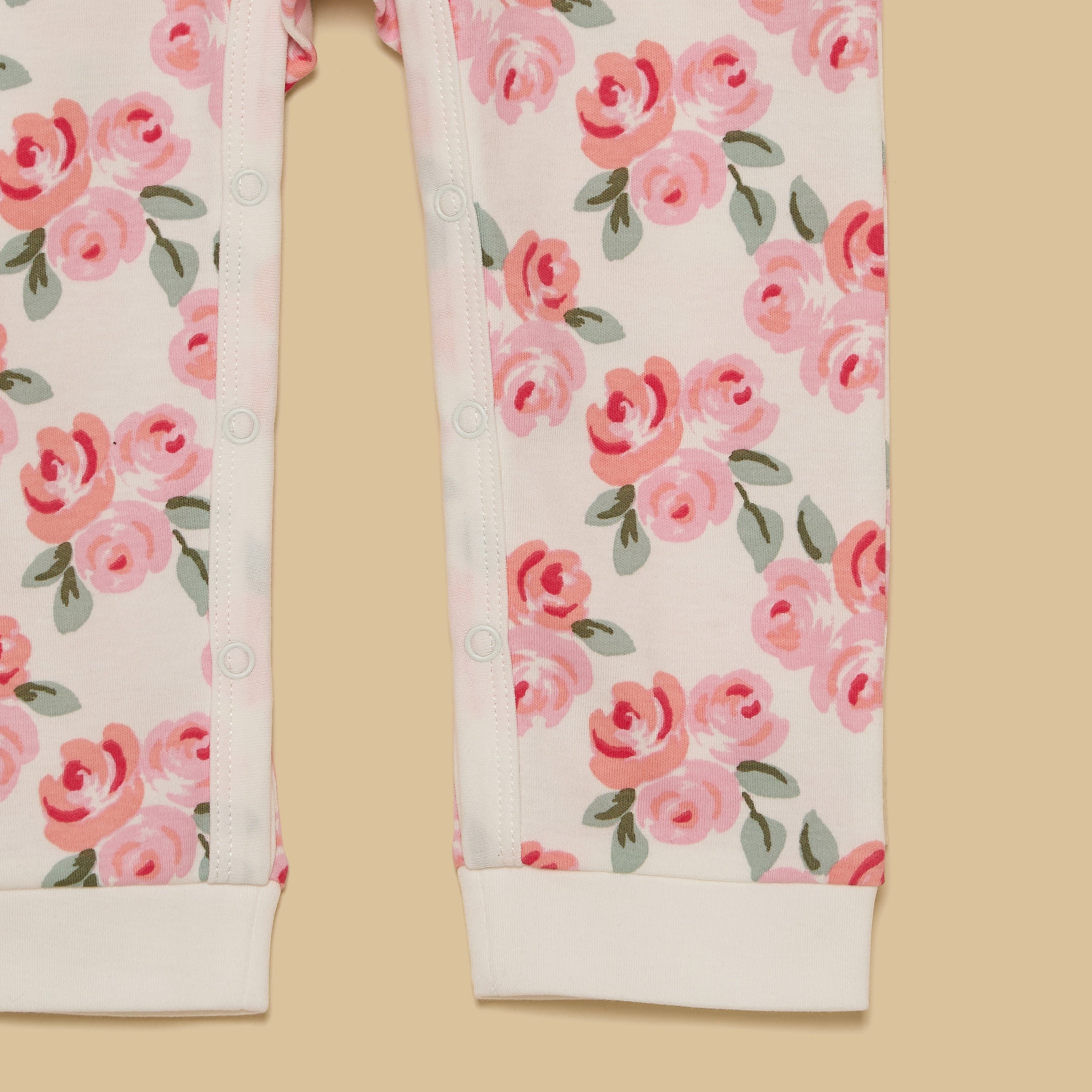 Floral Print Sleepsuit and Romper Set