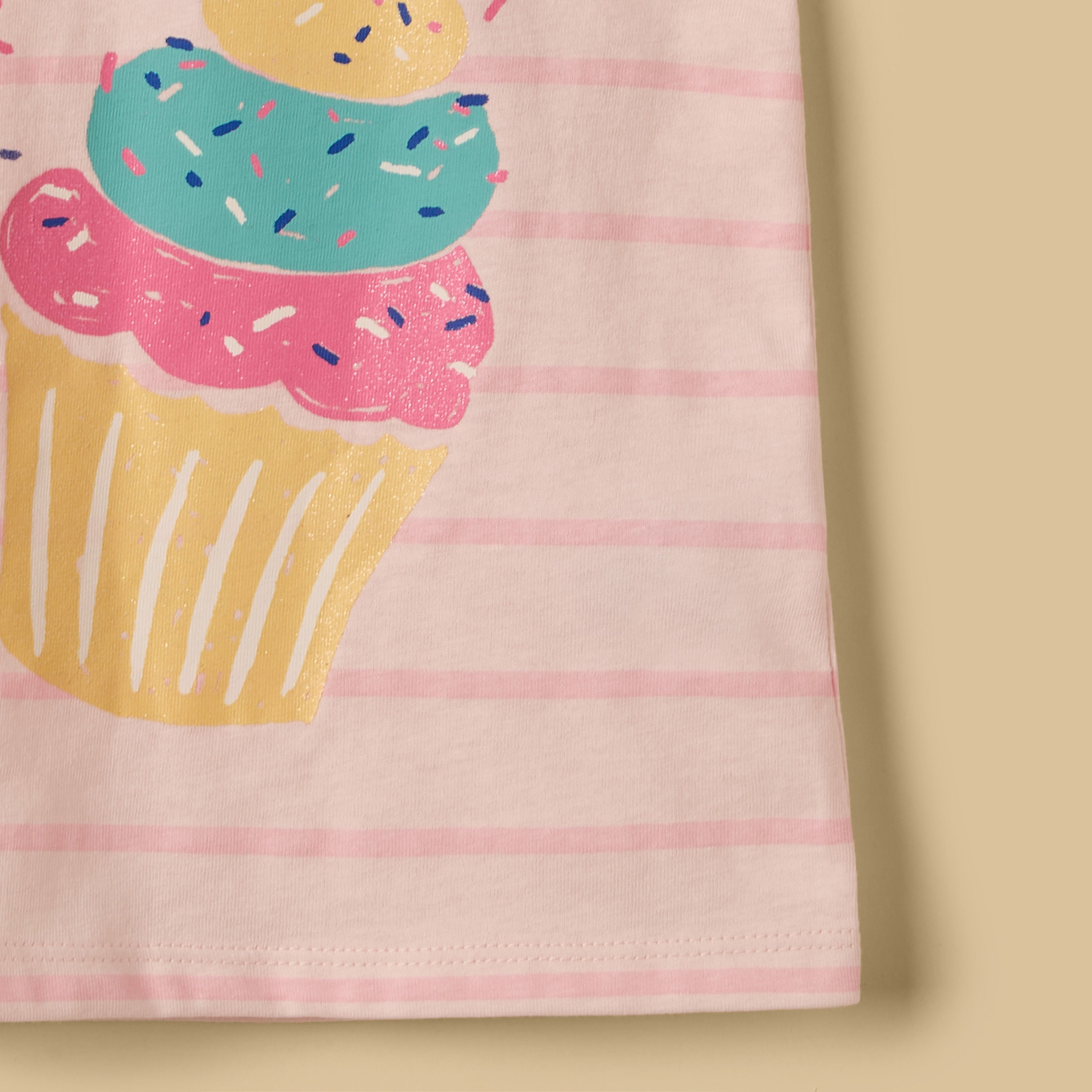 Cupcake Print Striped Top
